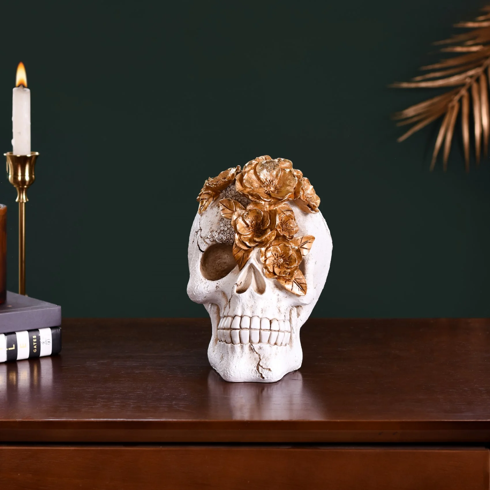 Macabre Skull And Flowers Showpiece For Home Decor - Image 7