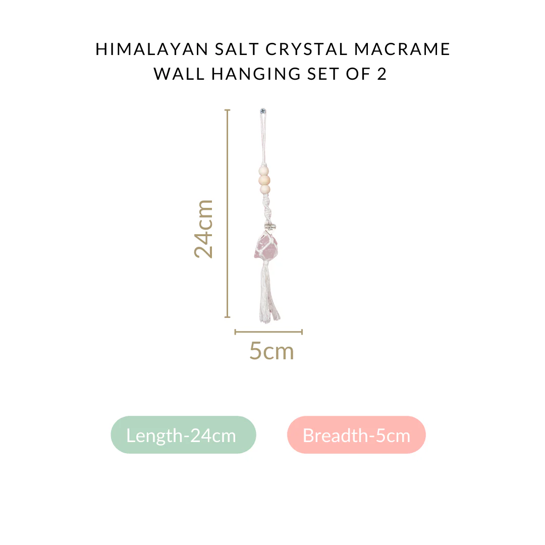 Macrame Himalayan Salt Crystal Wall Hanging Set Of 2 - Image 4
