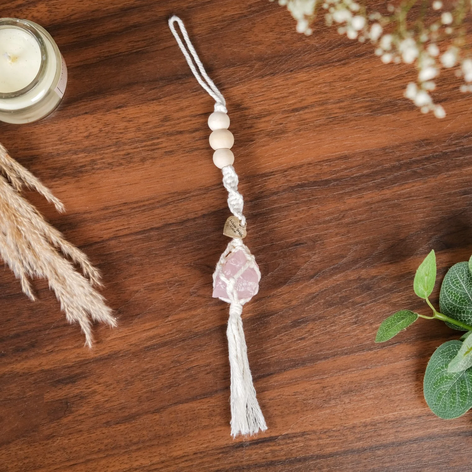 Macrame Himalayan Salt Crystal Wall Hanging Set Of 2 - Image 6