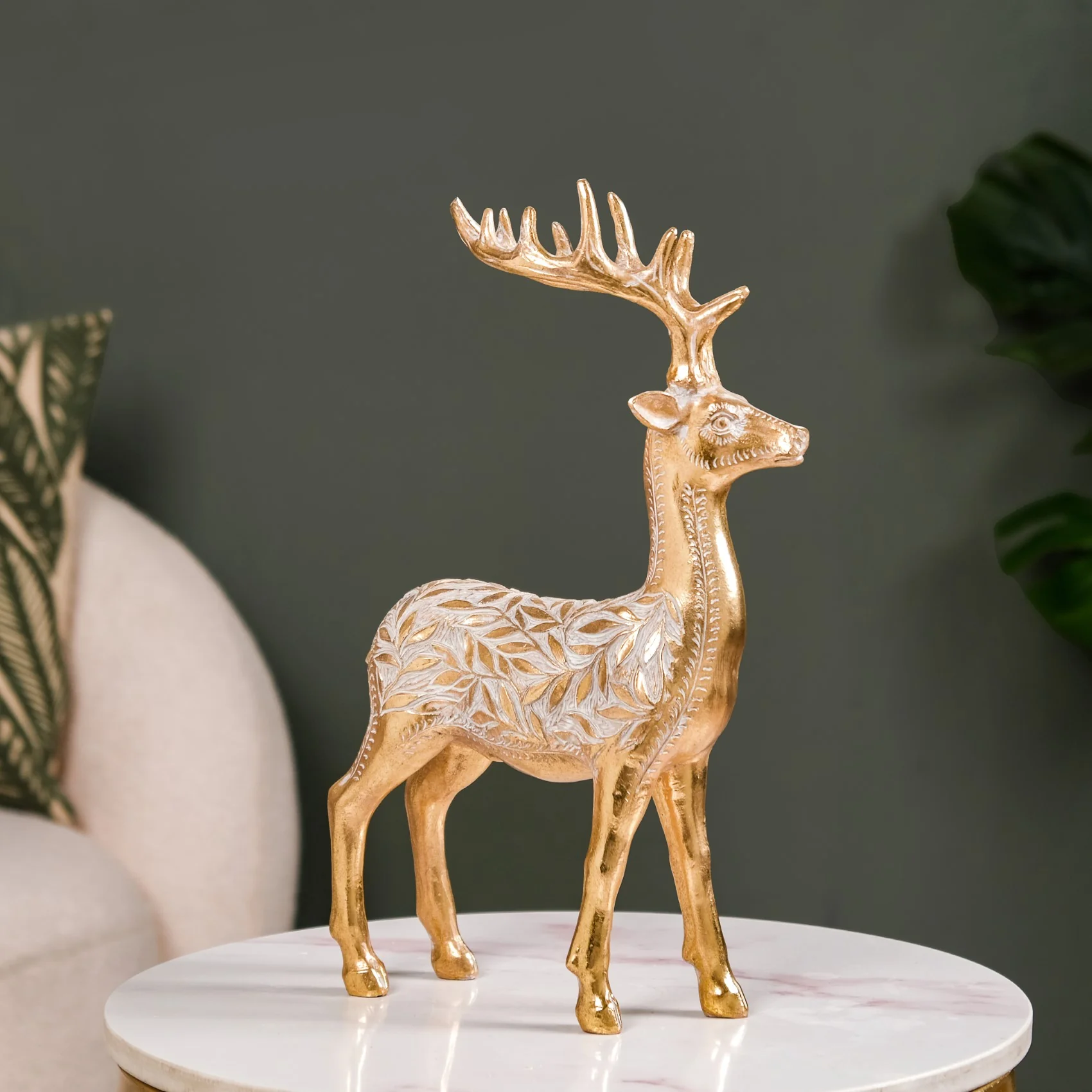 Majestic Gold Deer Showpiece For Home Decor - Image 10