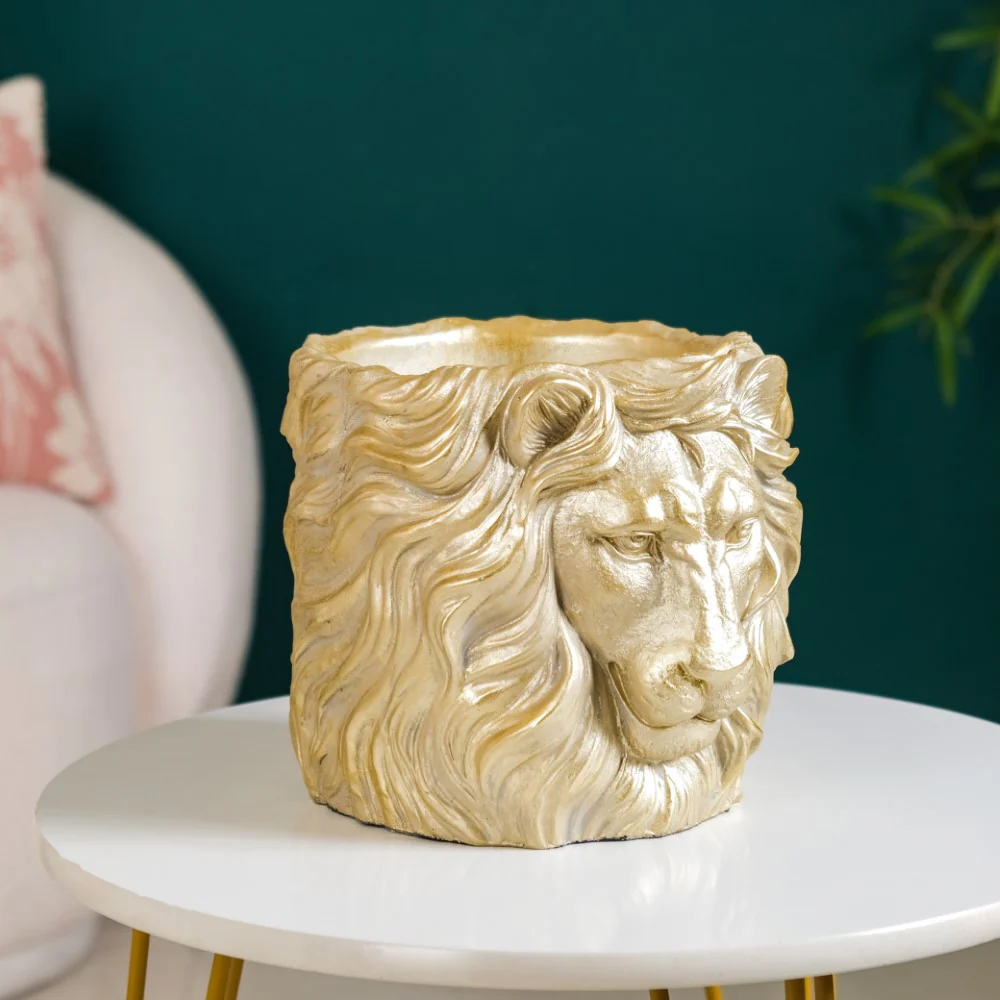 Majestic Lion Mane Resin Pot For Room Decor - Image 2