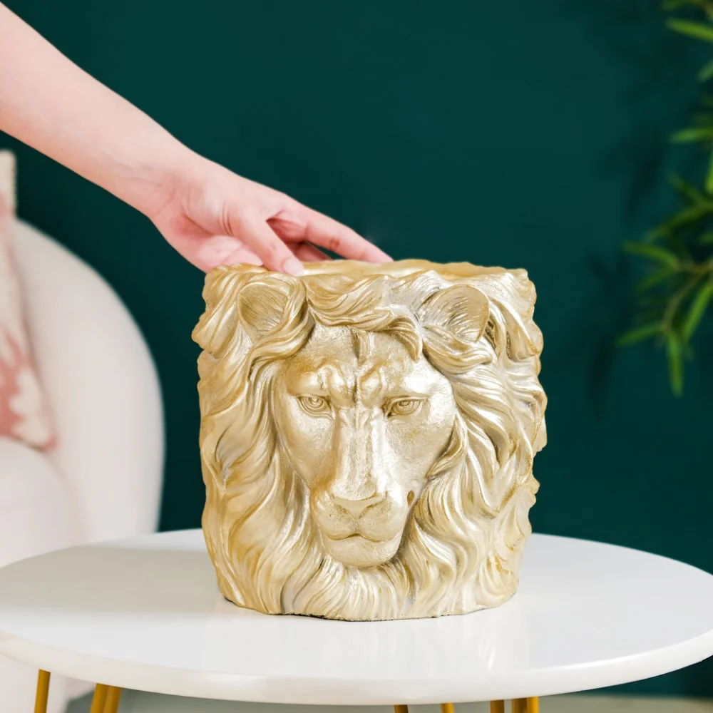 Majestic Lion Mane Resin Pot For Room Decor - Image 3