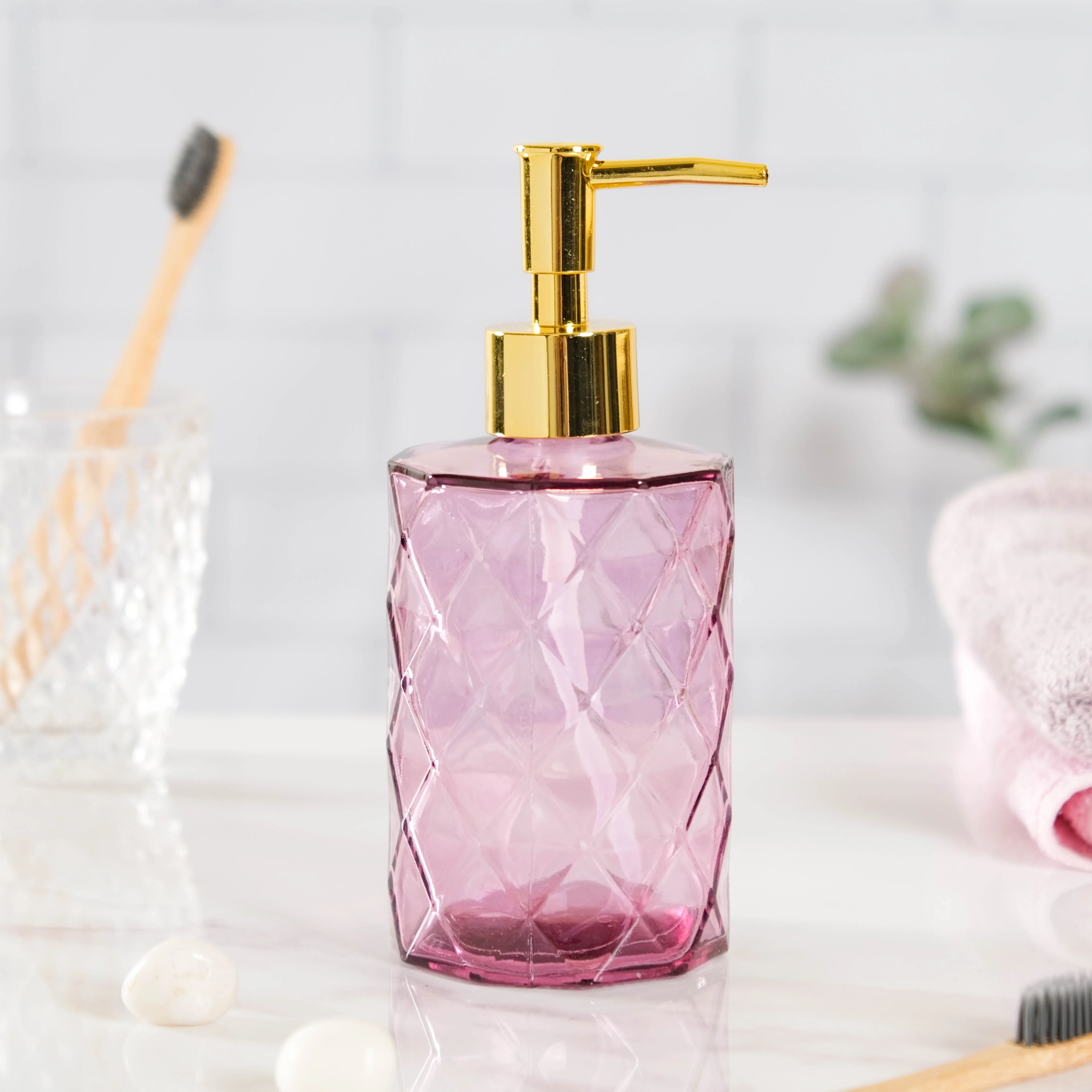 Majestic Purple Textured Glass Dispenser With Nozzle - Image 5