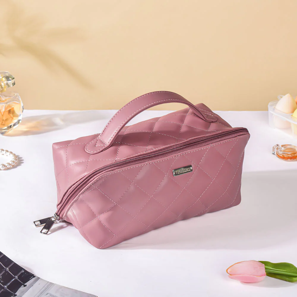 Makeup Pouch Organiser Pink Large Capacity - Image 2