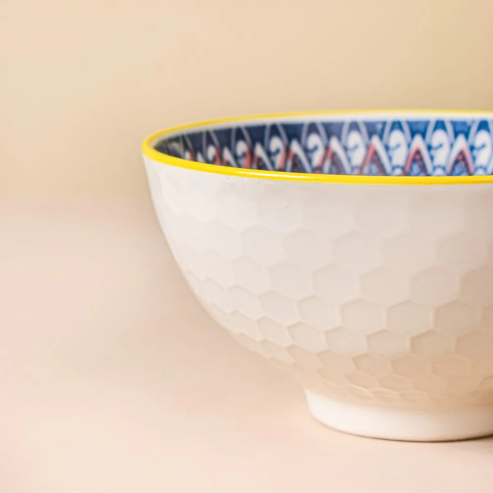 Mandala Ceramic Bowl And Chopstick Multicolour Set Of 6 - Image 4