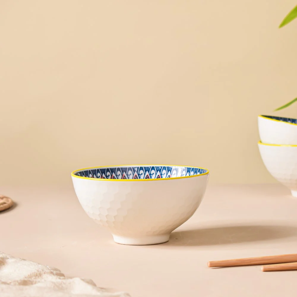 Mandala Ceramic Bowl And Chopstick Multicolour Set Of 6 - Image 7