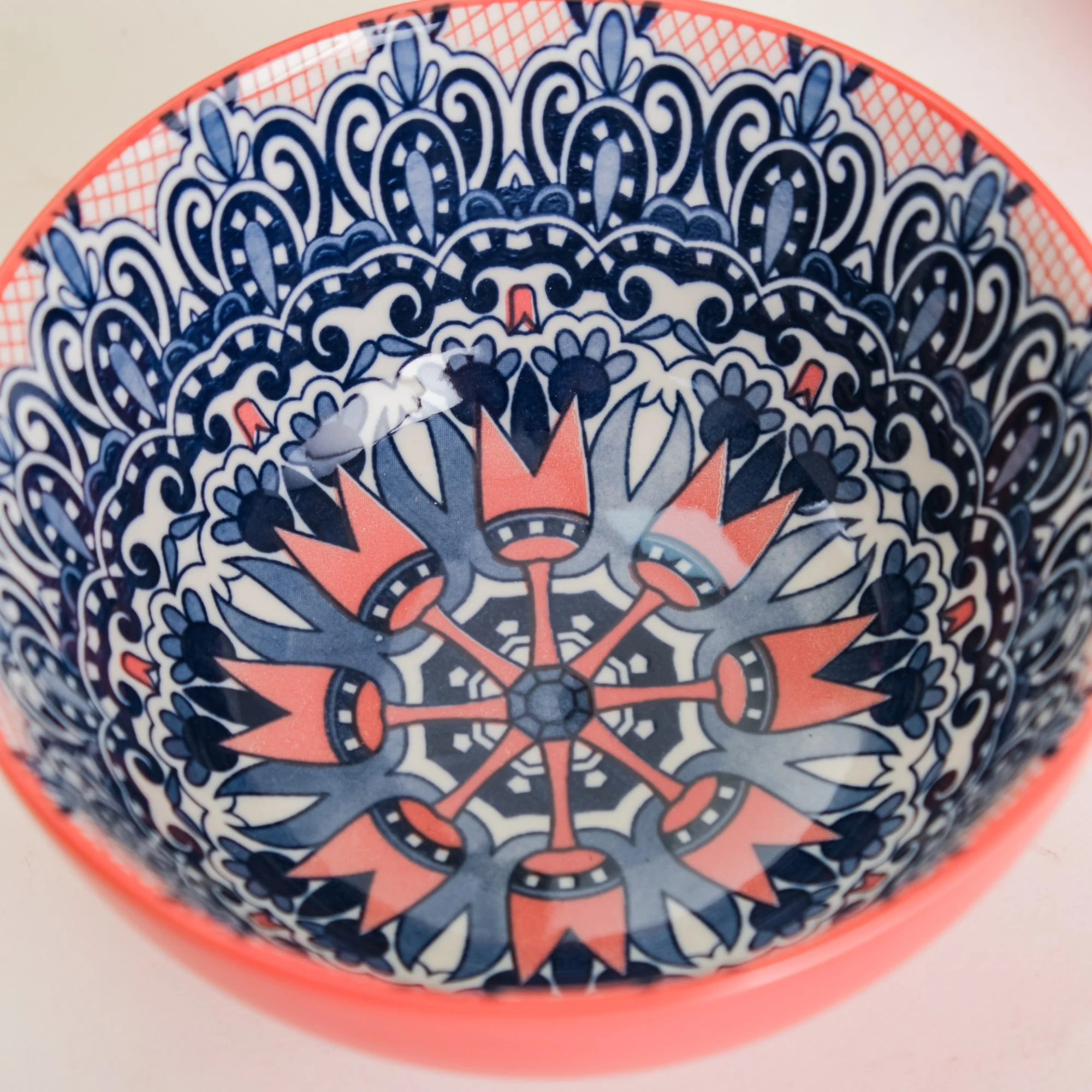 Mandala Ceramic Snack Bowl Pink 400ml Set Of 2 - Image 8