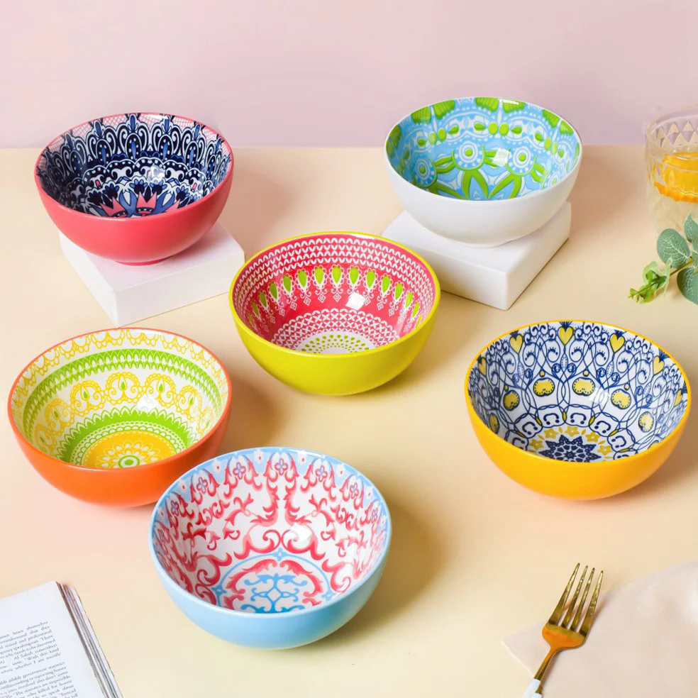 Mandala Ceramic Snack Bowl White 400ml Set Of 2 - Image 6