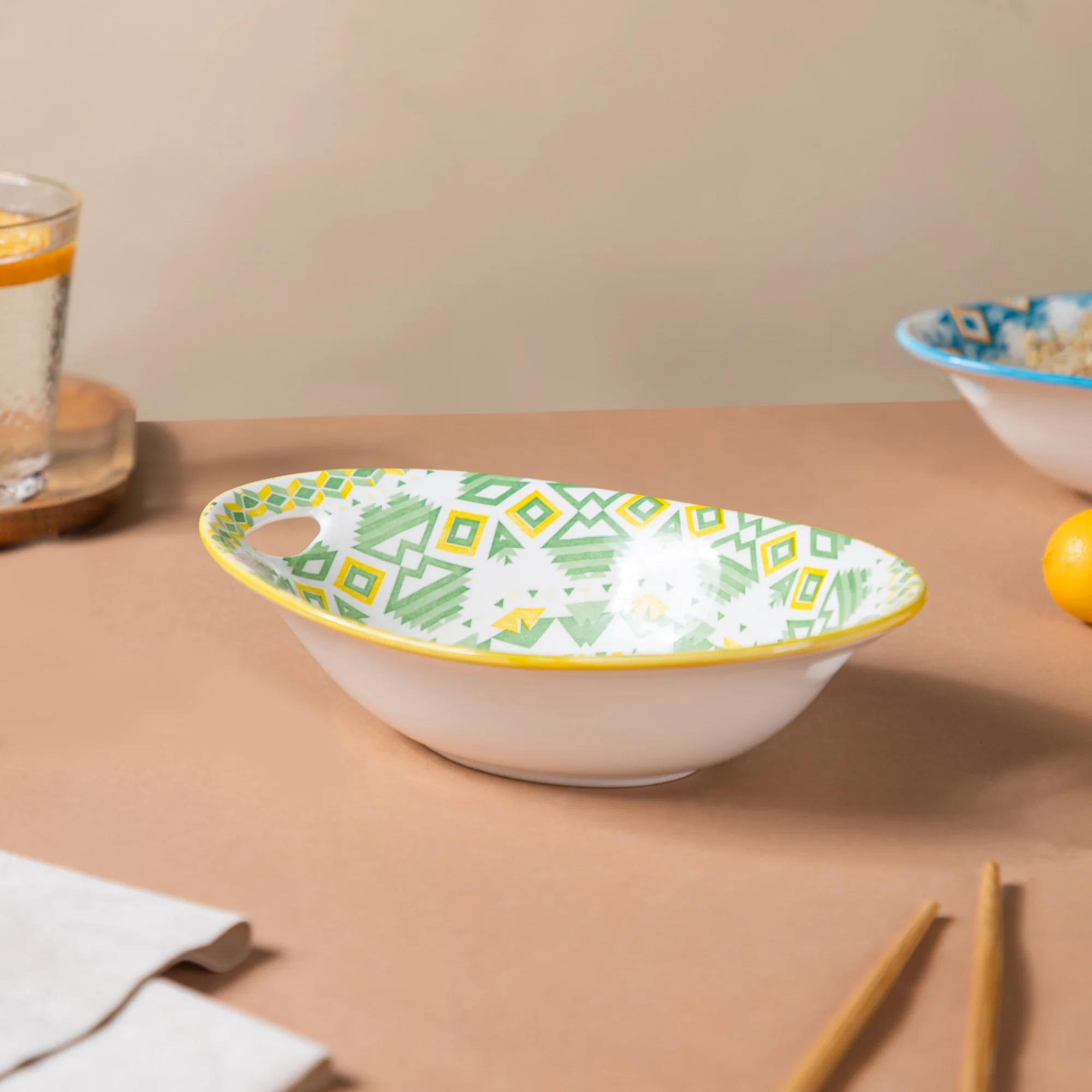 Mandala Diamond Baking Dish With Handle Green - Image 5