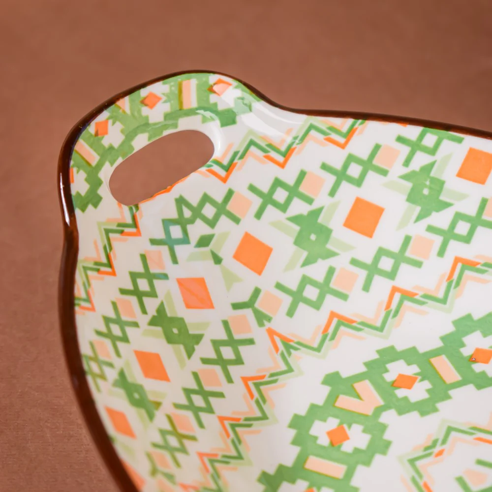 Mandala Green Criss-Cross Baking Plate With Handle - Image 6
