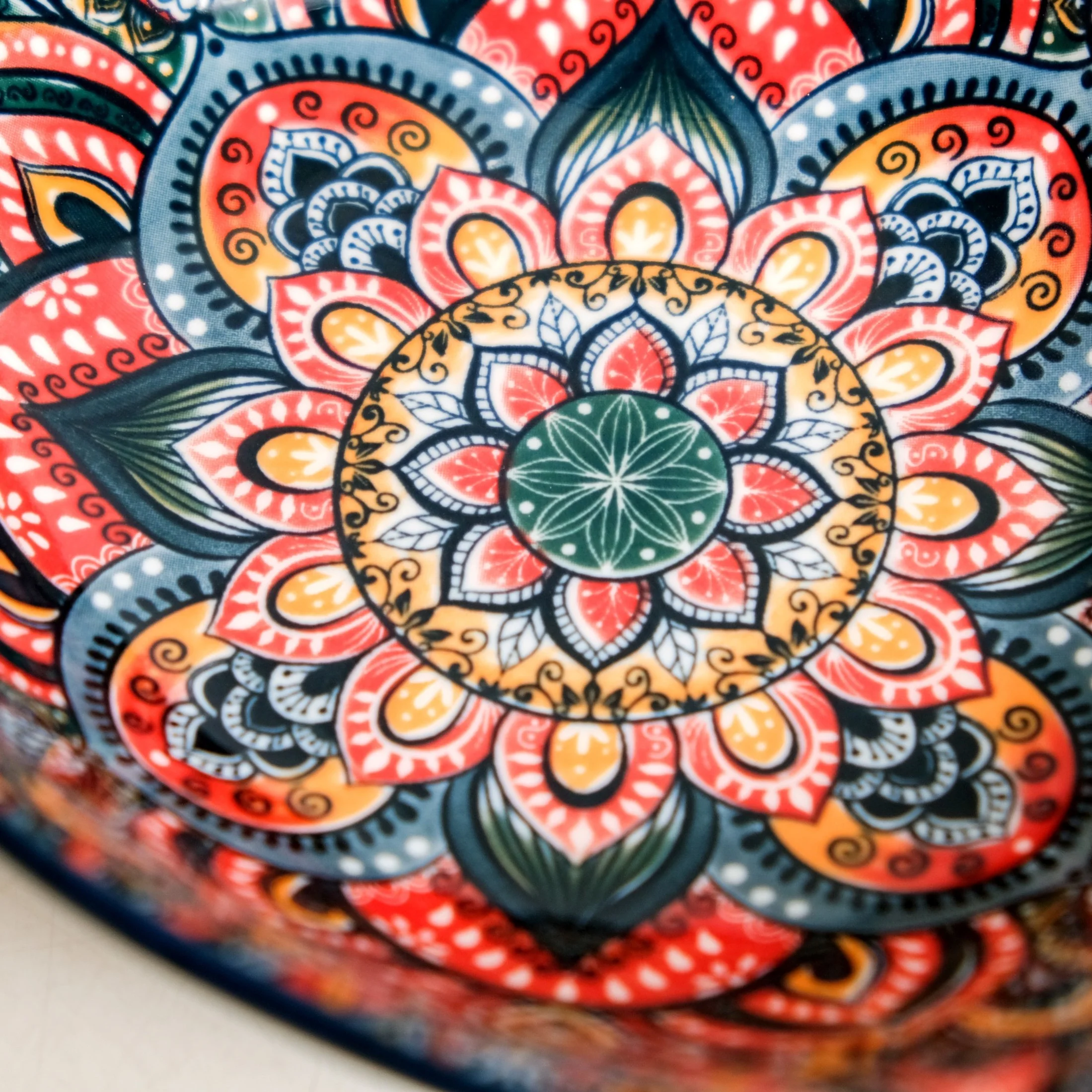 Mandala Melange Ceramic Long Dish With Handles Blue 400ml - Image 6