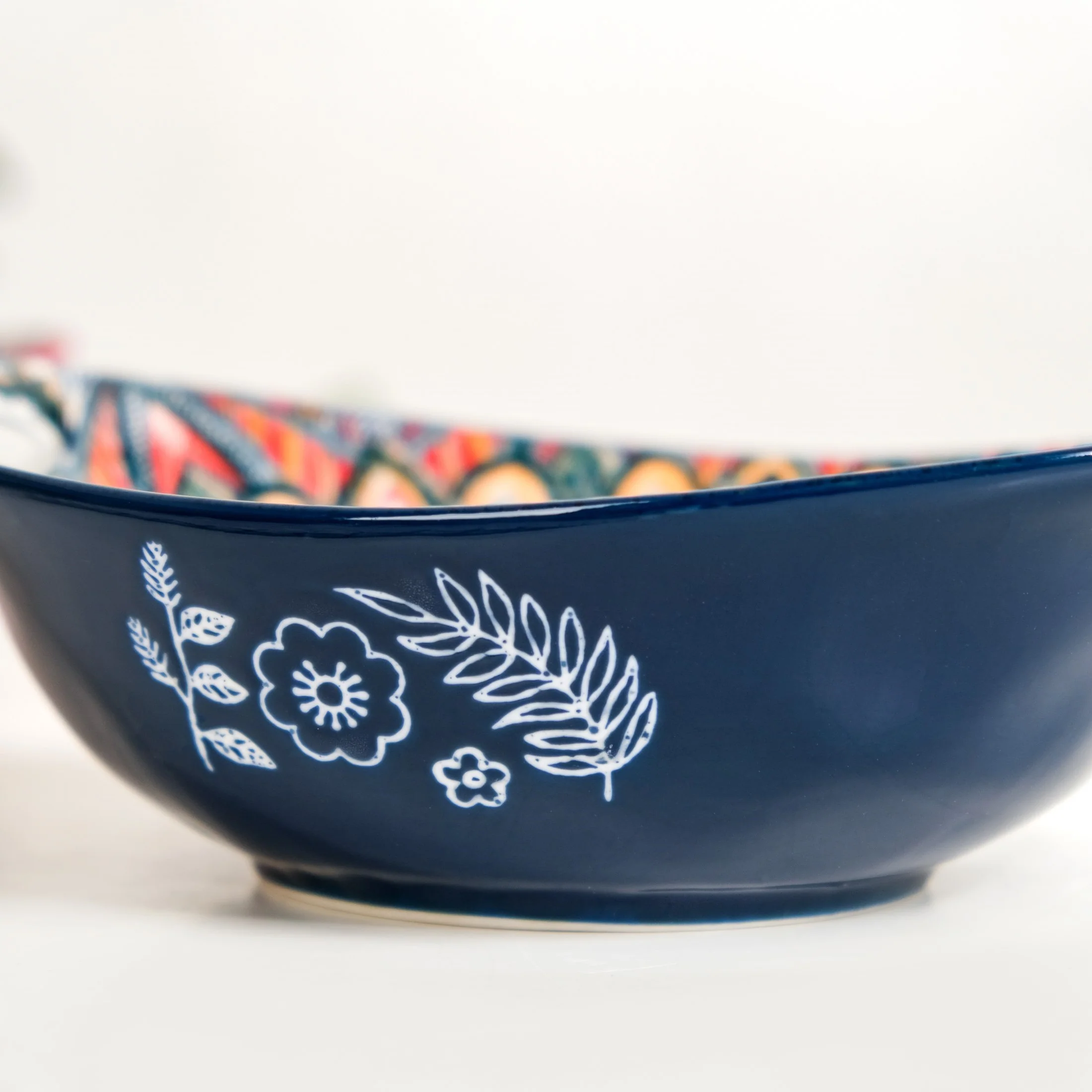 Mandala Melange Ceramic Long Dish With Handles Blue 400ml - Image 7