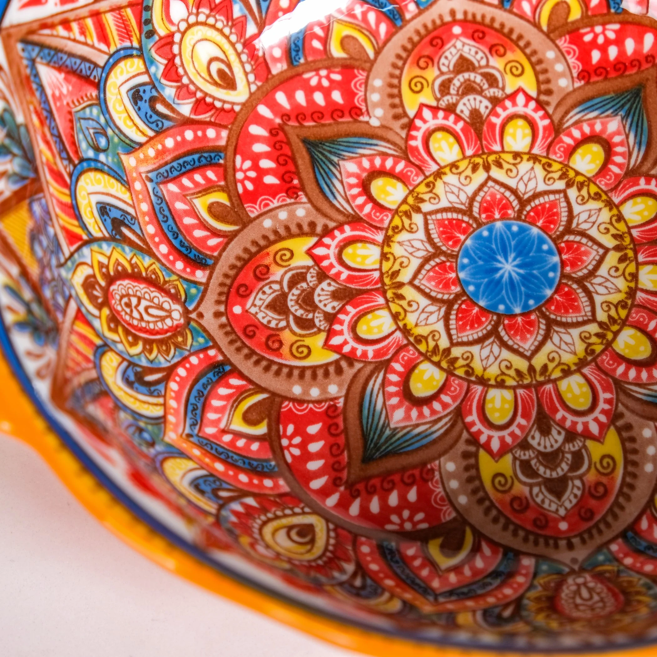 Mandala Melange Ceramic Serving Bowl Orange 1500ml - Image 6
