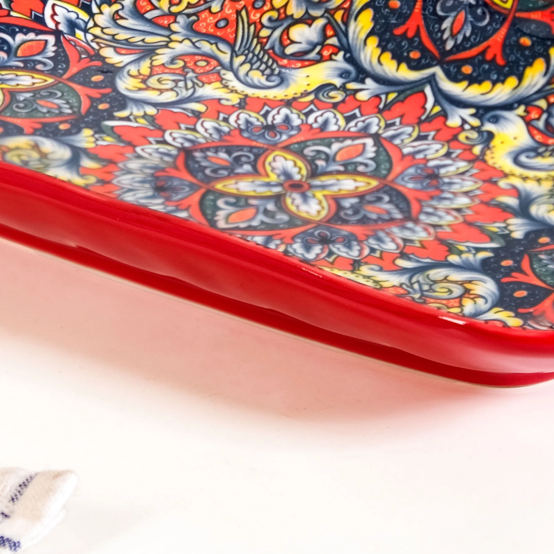 Mandala Melange Long Platter Dish Red - Image 6
