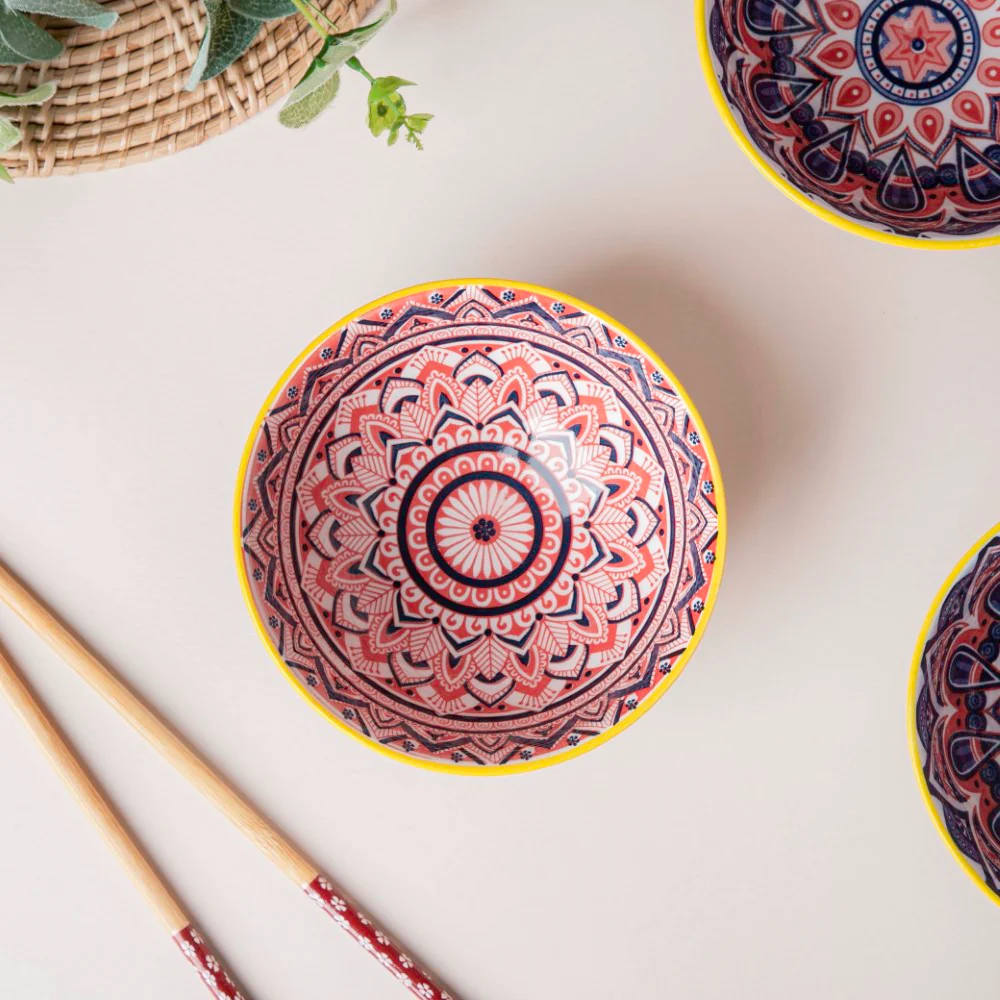 Mandala Ramen Bowl And Chopstick Multicolour Set Of 8 - Image 3