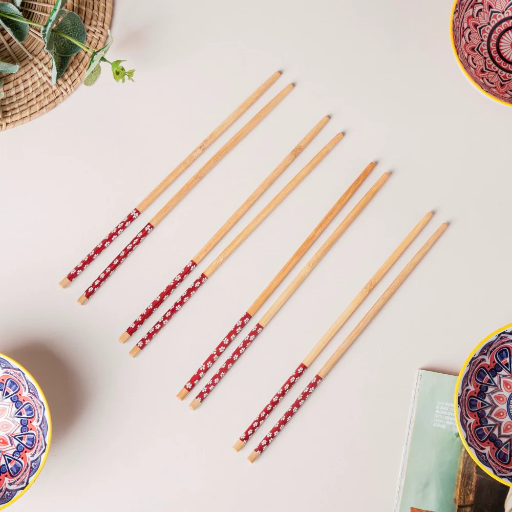Mandala Ramen Bowl And Chopstick Multicolour Set Of 8 - Image 7