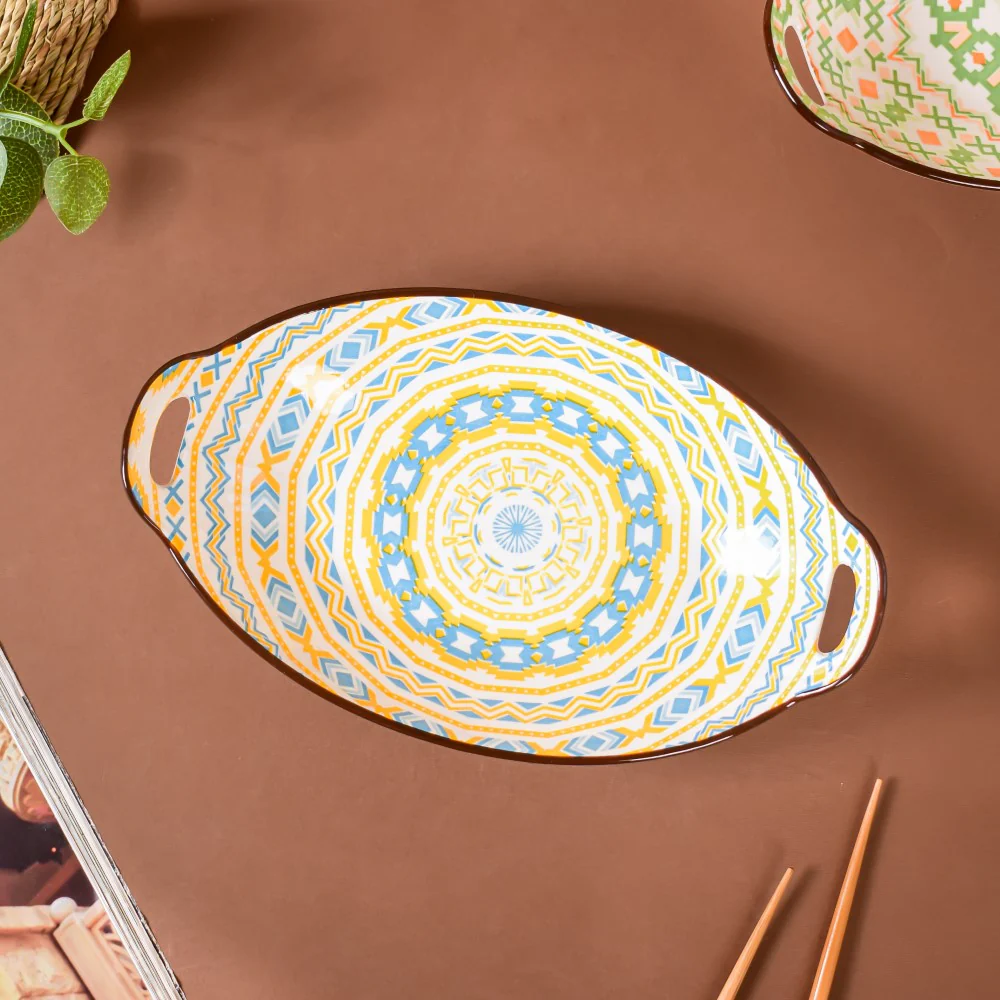 Mandala Spiral Ceramic Baking Plate With Handle - Image 3
