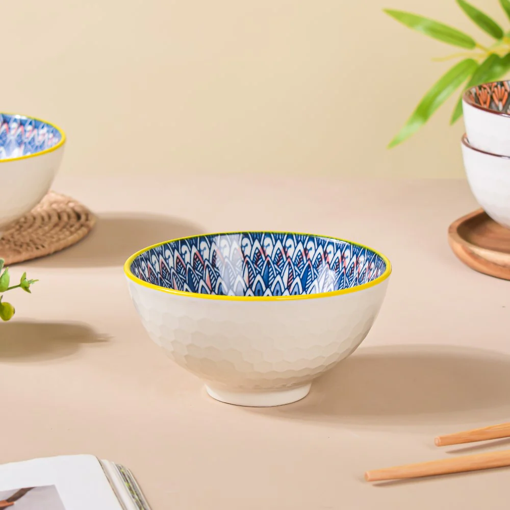 Mandala Snack Bowl & Chopstick Multicolour Set Of 6 - Image 10