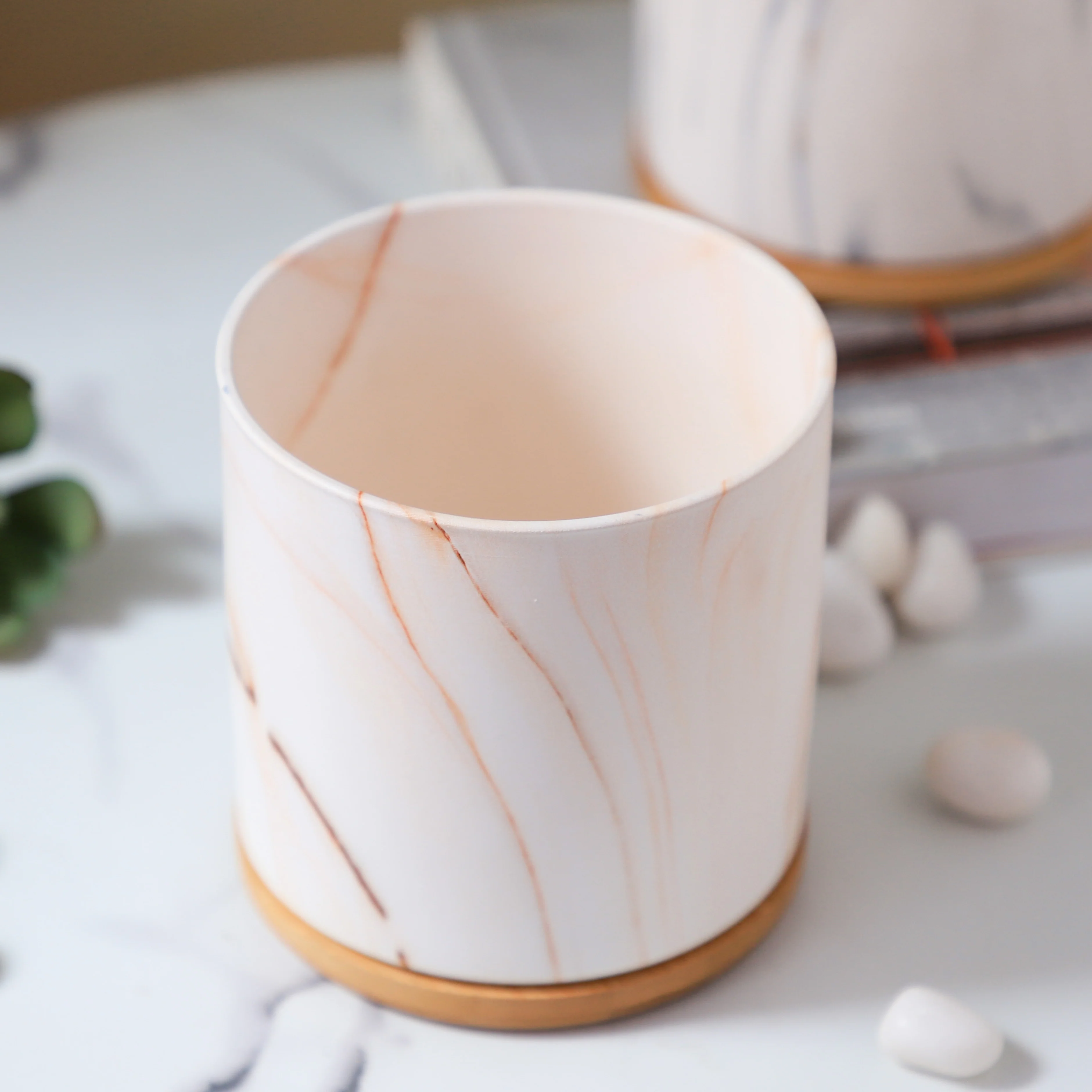 Marble Aura Planter Pot With Coaster Set Of 2 - Image 13