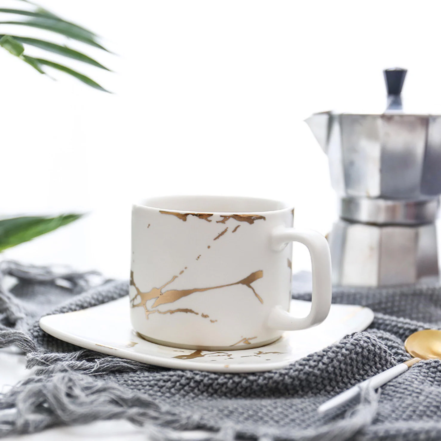 Marble Tea Cup and Saucer