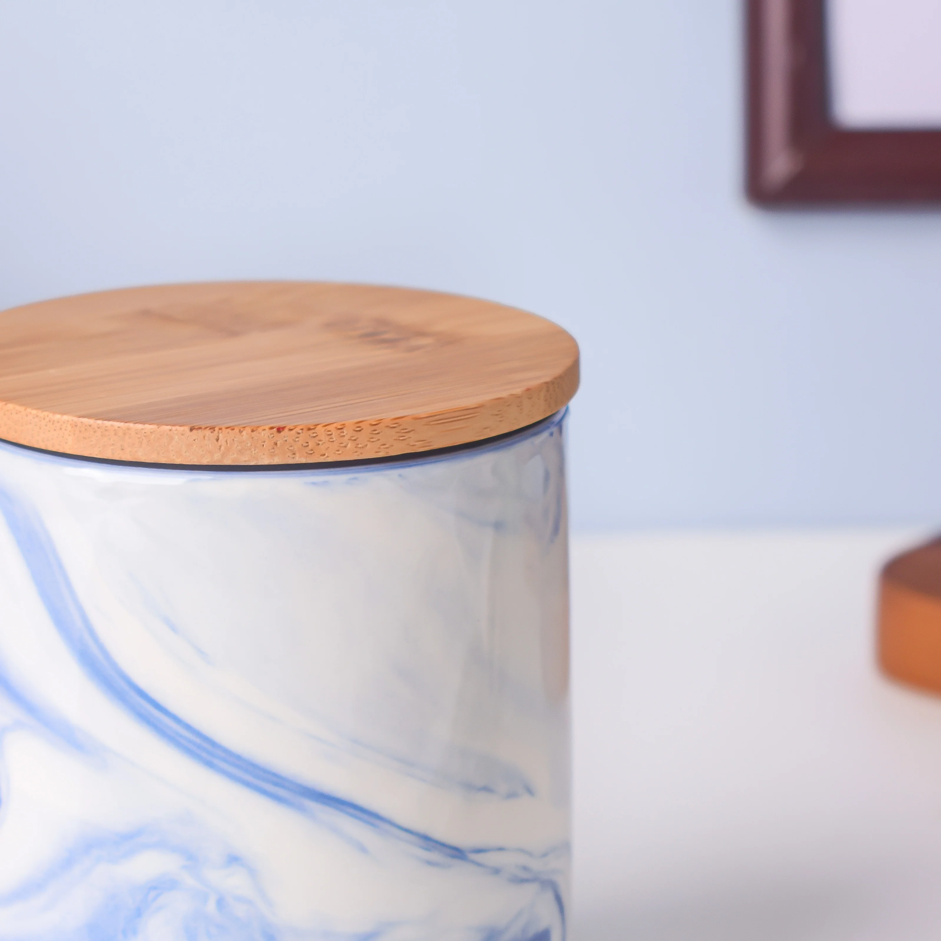 Marble Blue Jar with Lid - Image 4