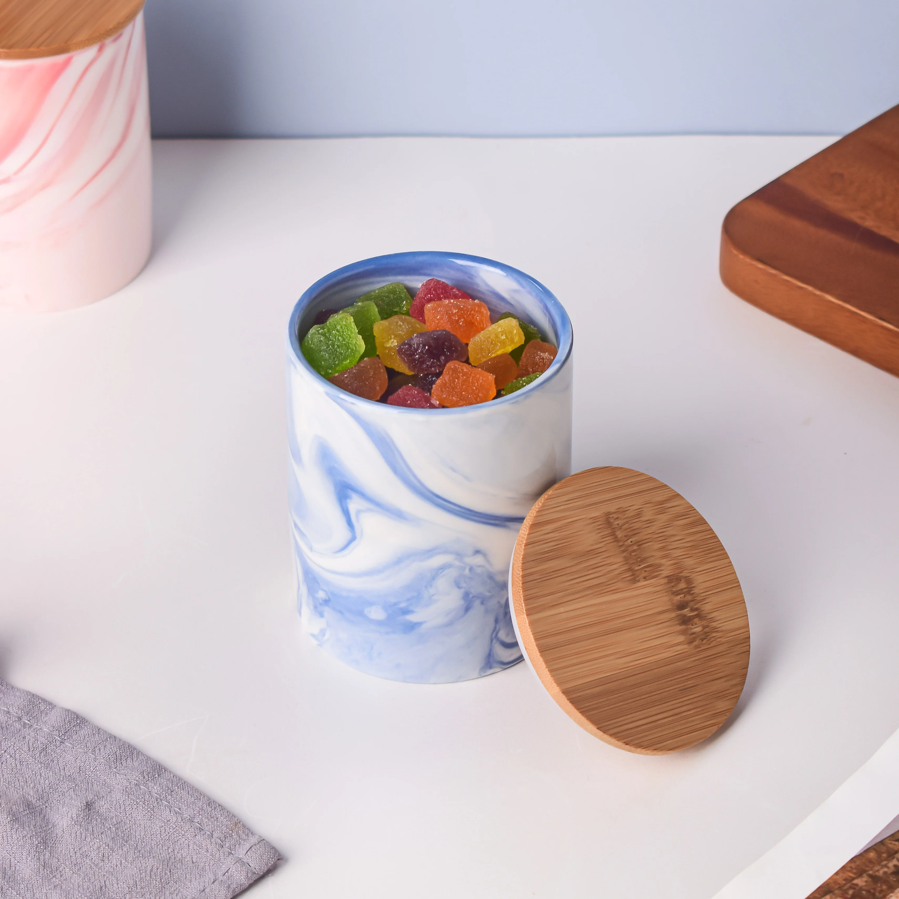 Marble Blue Jar with Lid - Image 5