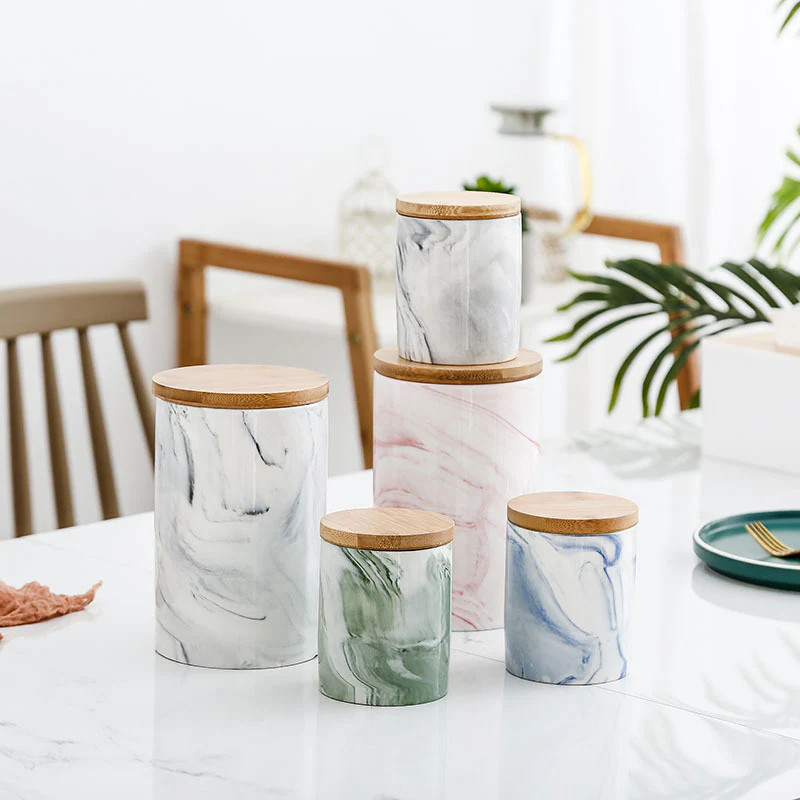 Marble Blue Jar with Lid - Image 7
