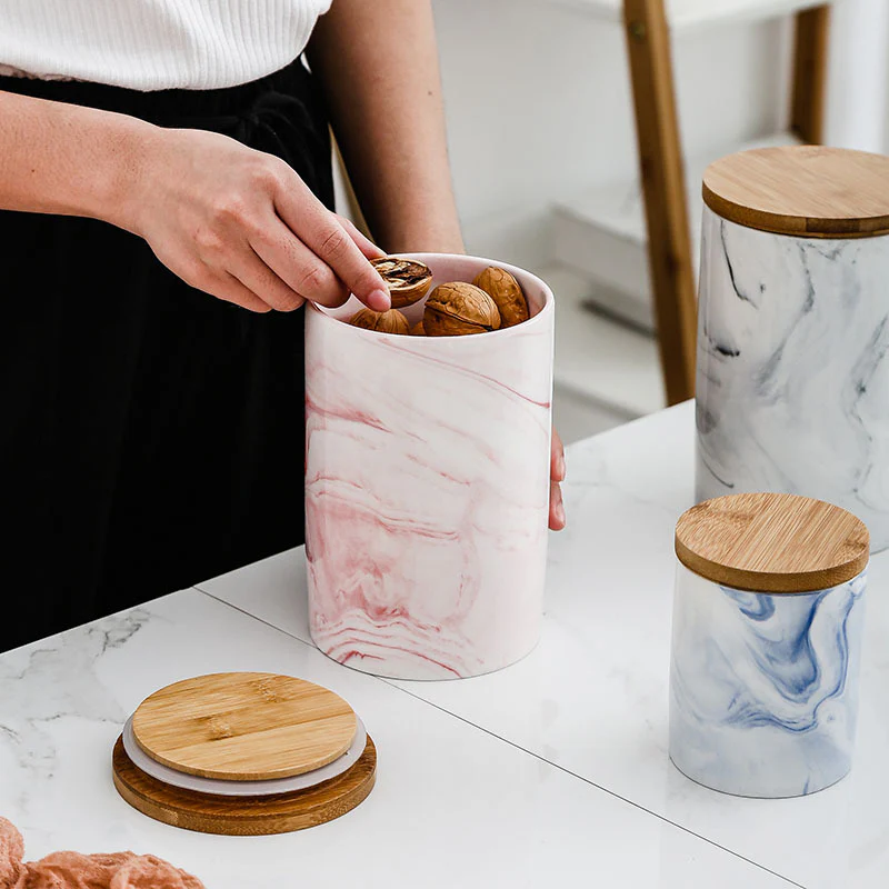 Marble Blue Jar with Lid - Image 9