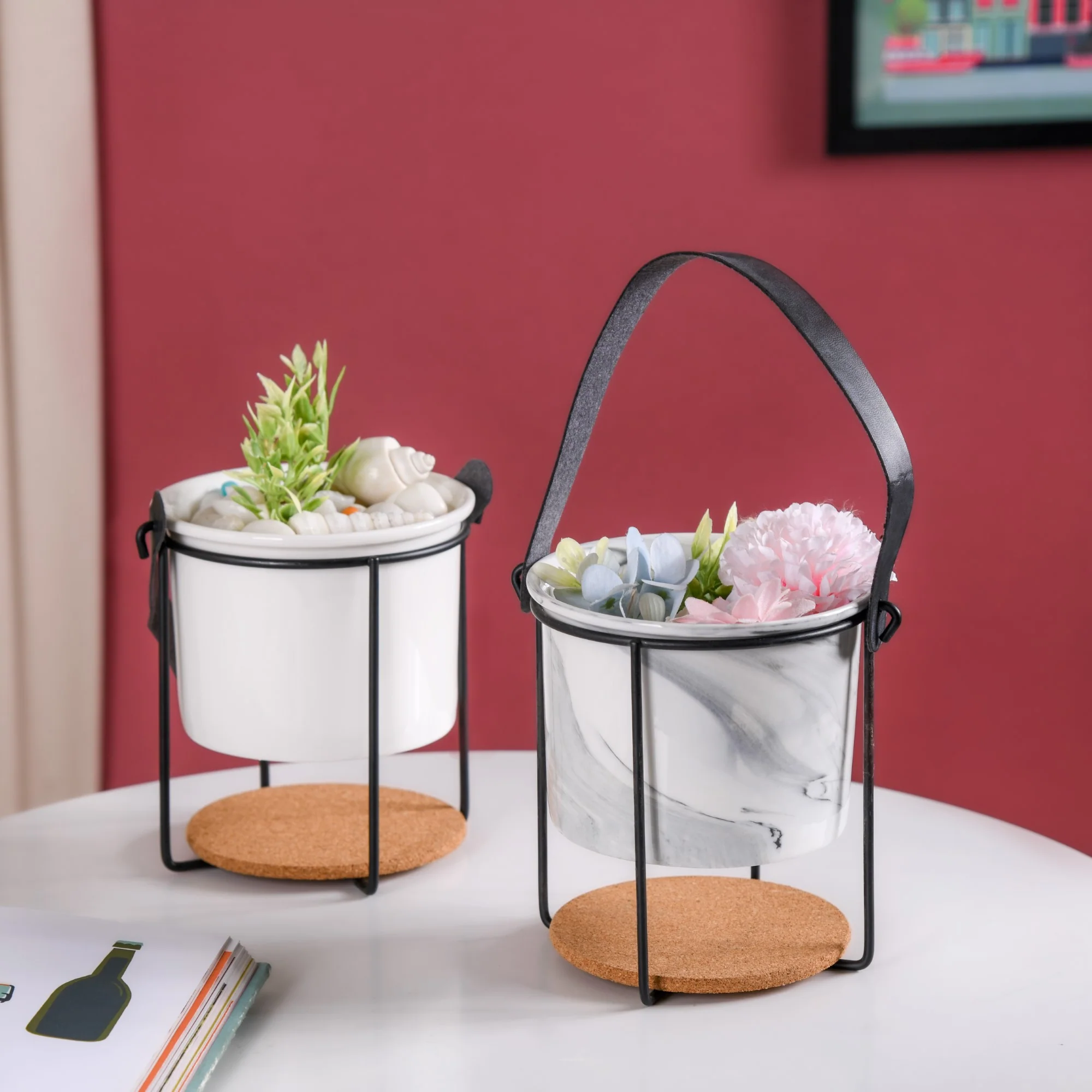 Marble Bucket Style Planter - Image 2