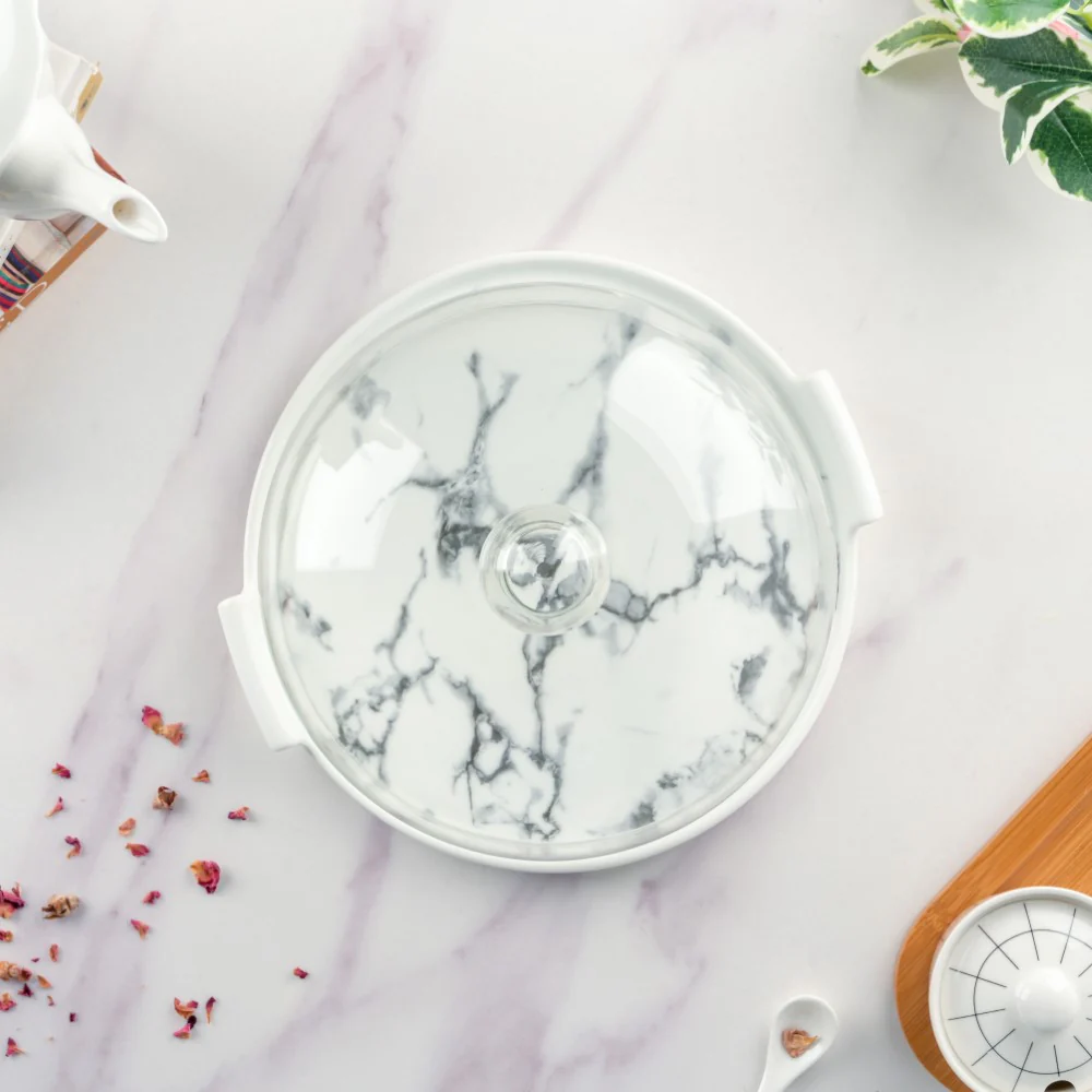 Marble Cake Plate With Cover 10 Inch - Image 5