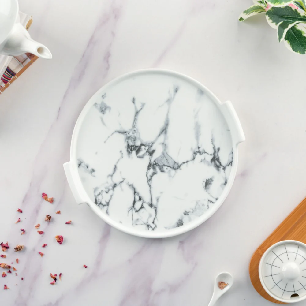 Marble Cake Plate With Cover 10 Inch - Image 7