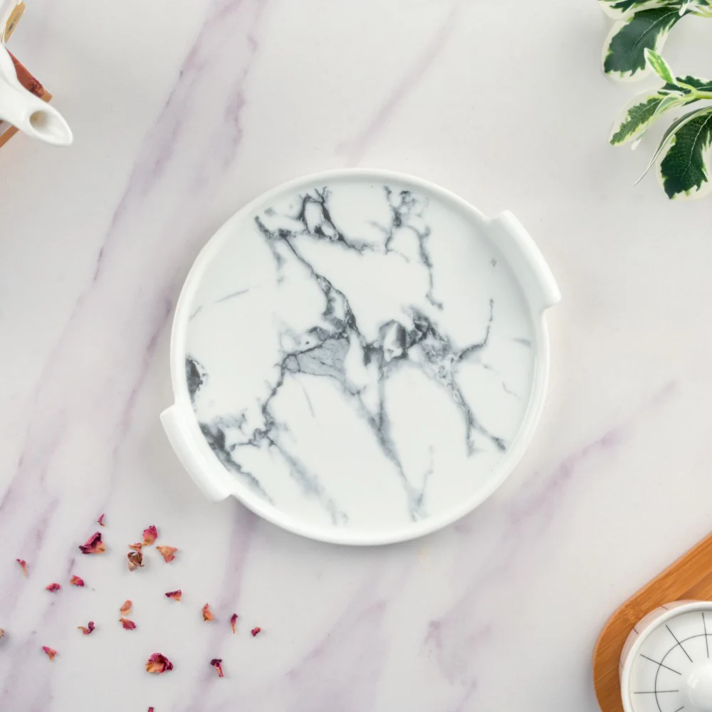 Marble Cake Plate With Cover 8.5 Inch - Image 5