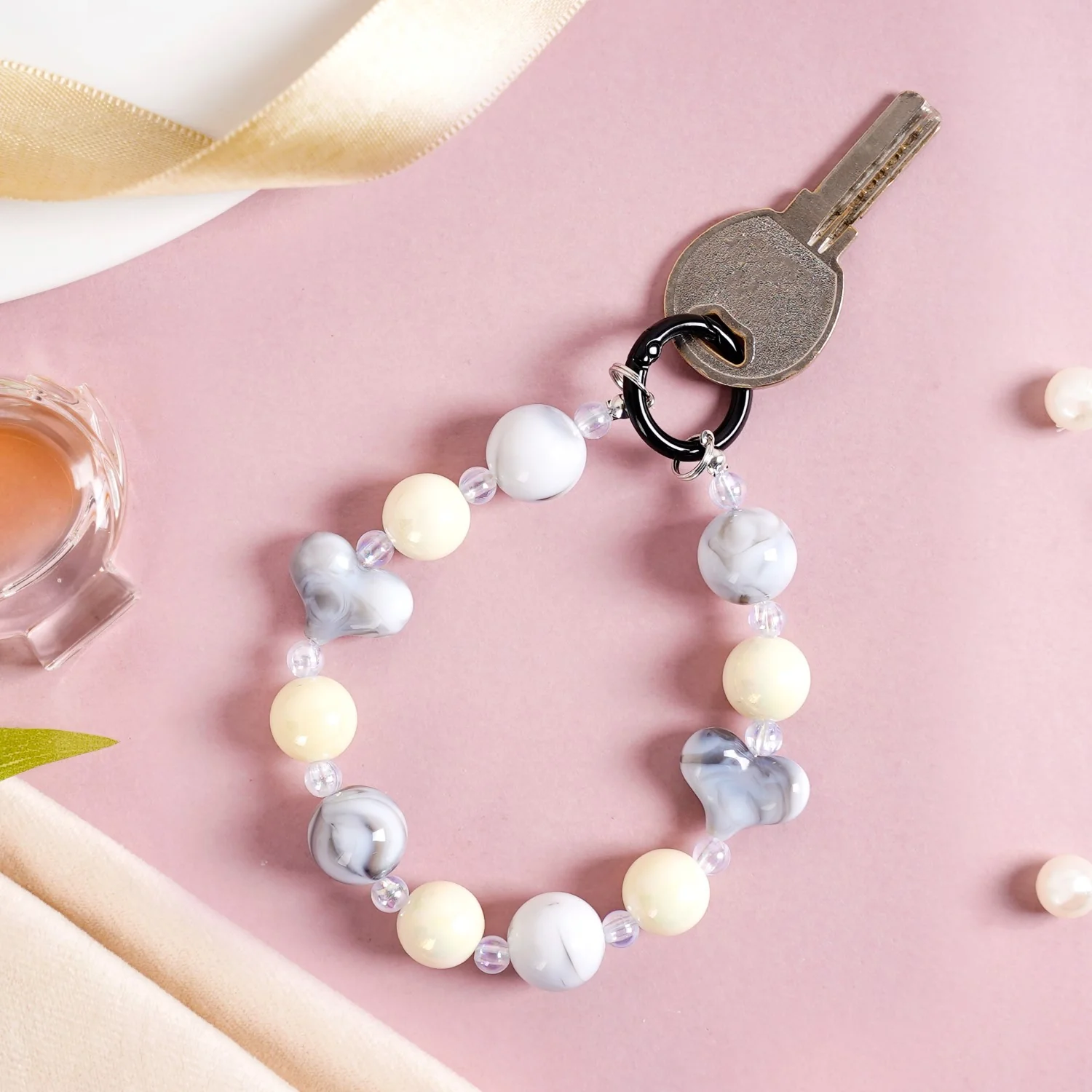 Marble Design Beaded Charms Keychain - Image 3