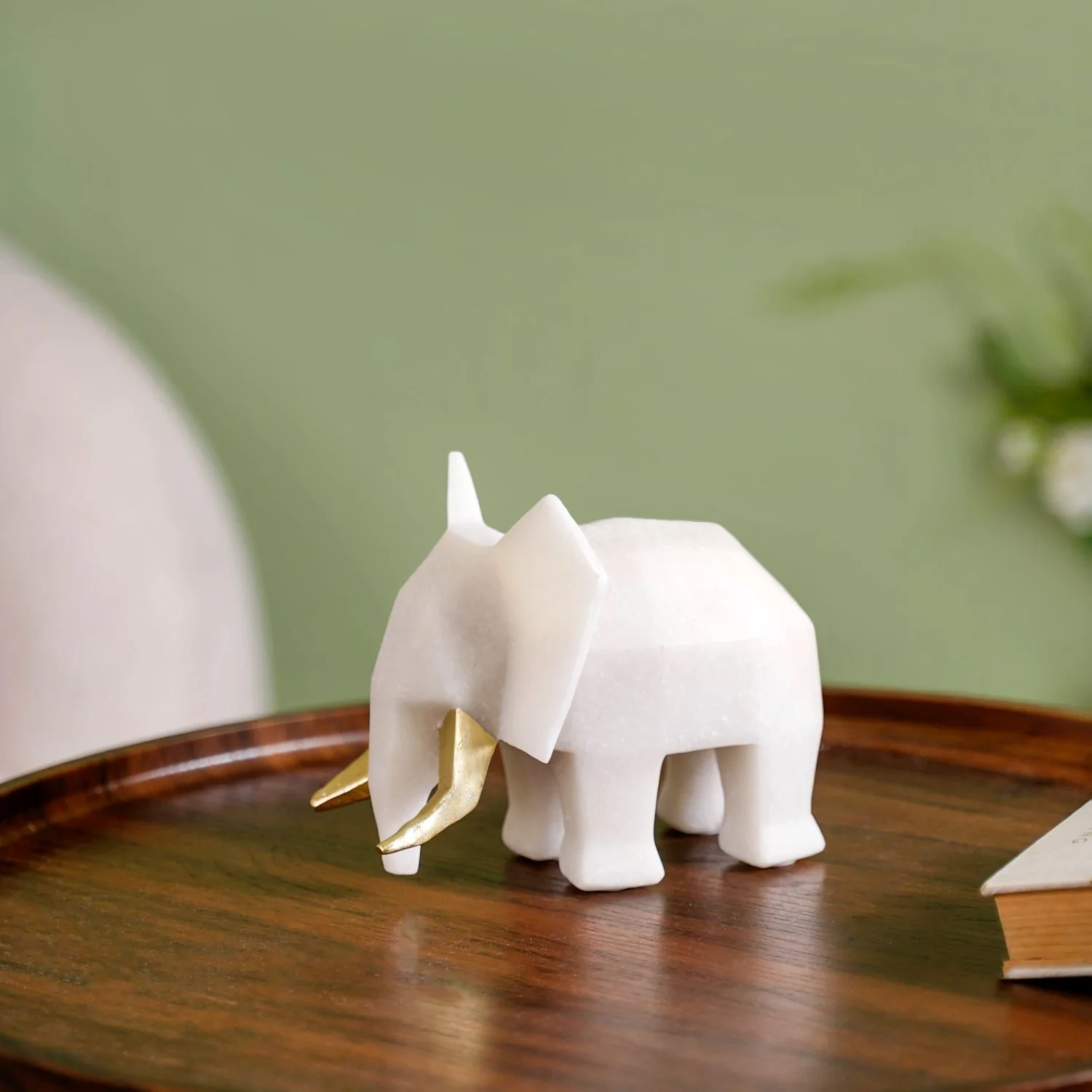 Marble Finish Elephant Sculpture Small - Image 2
