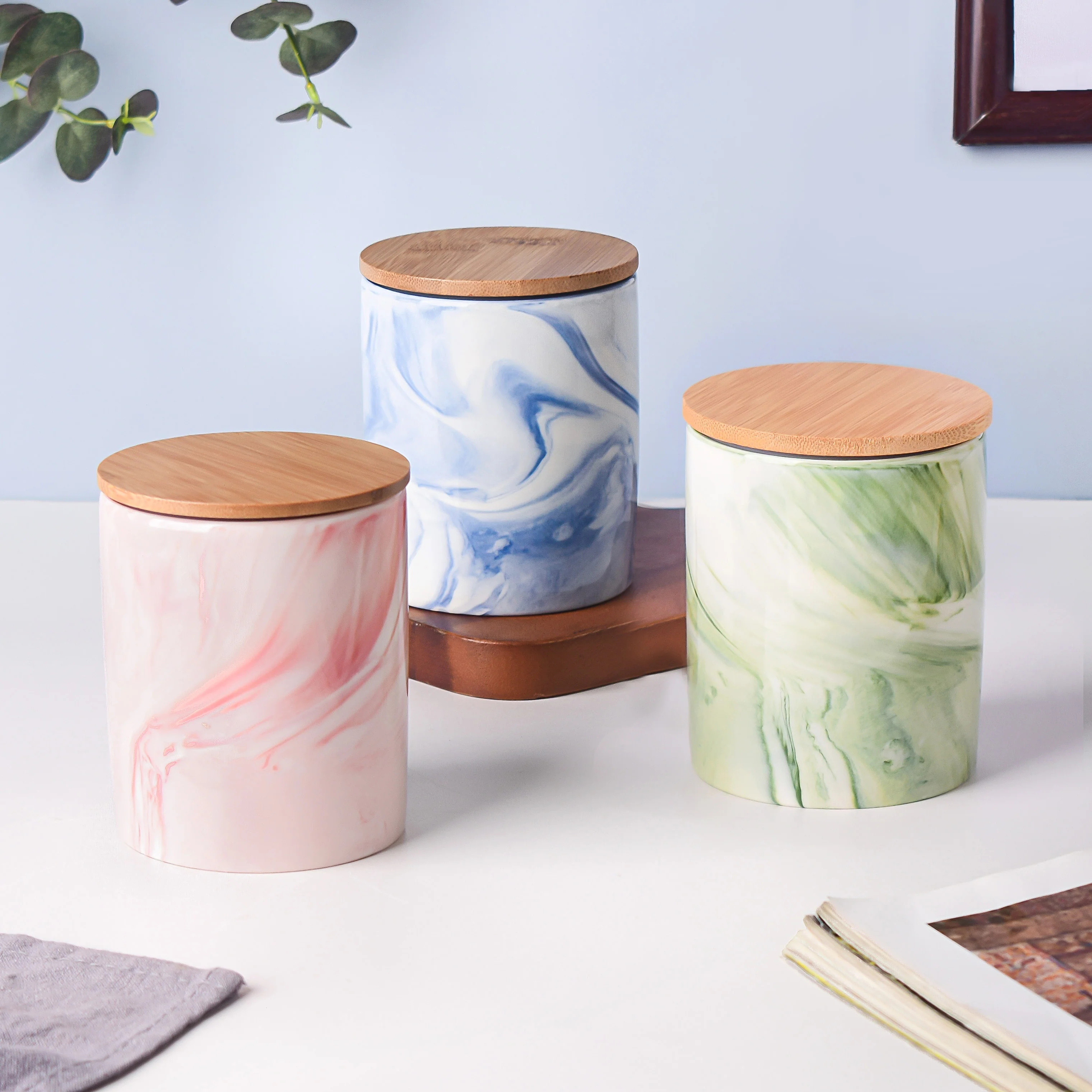 Marble Green Jar with Lid - Image 7