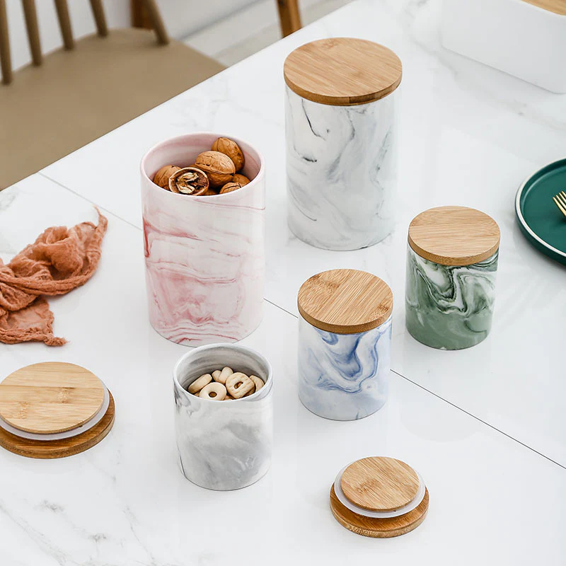 Marble Grey Jar with Lid - Image 6