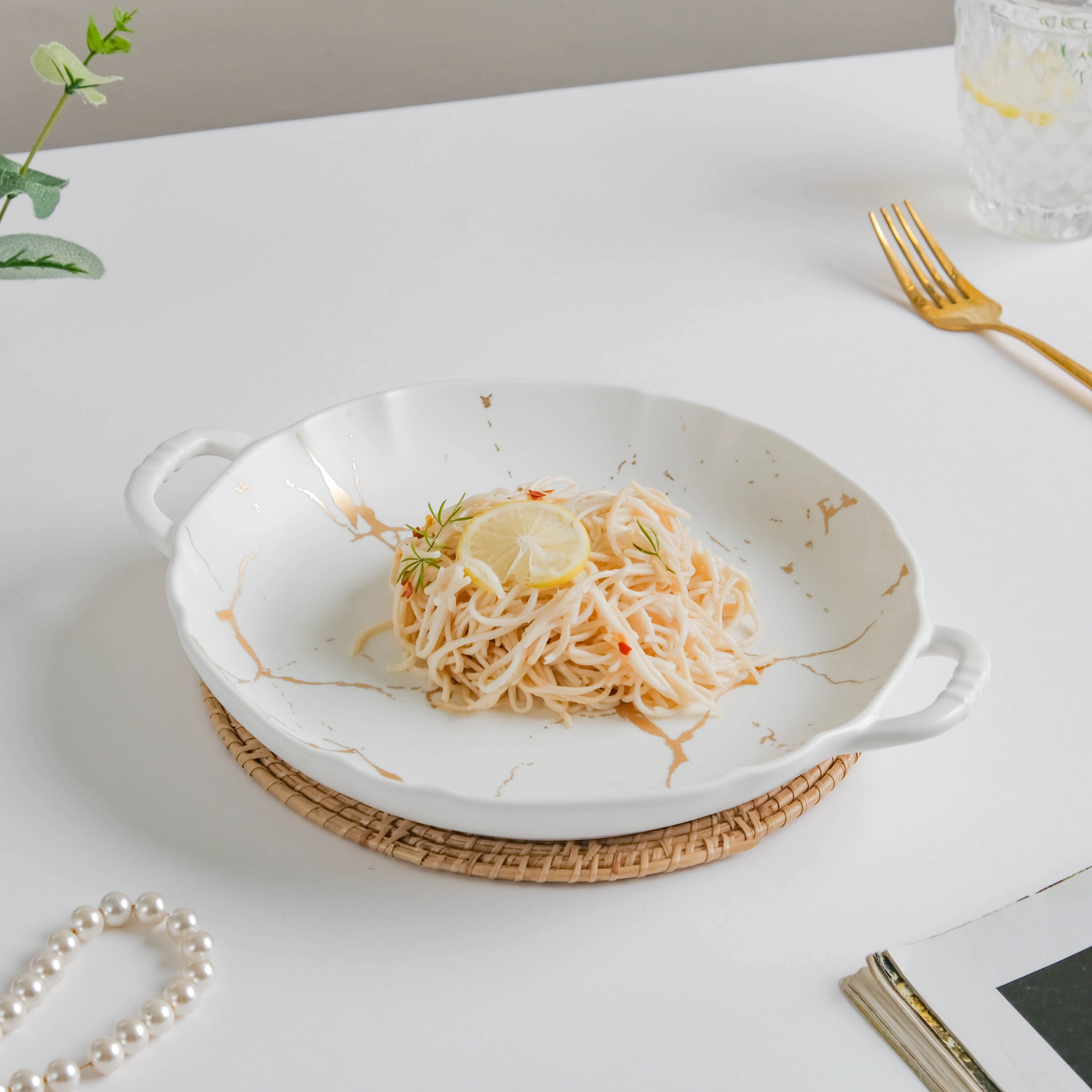 Marble Plate With Handles 8.5 Inch - Image 5