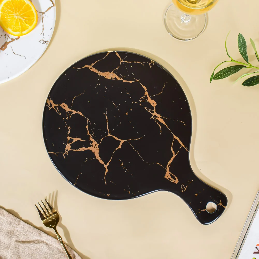 Marble Round Serving Platter Black - Image 3