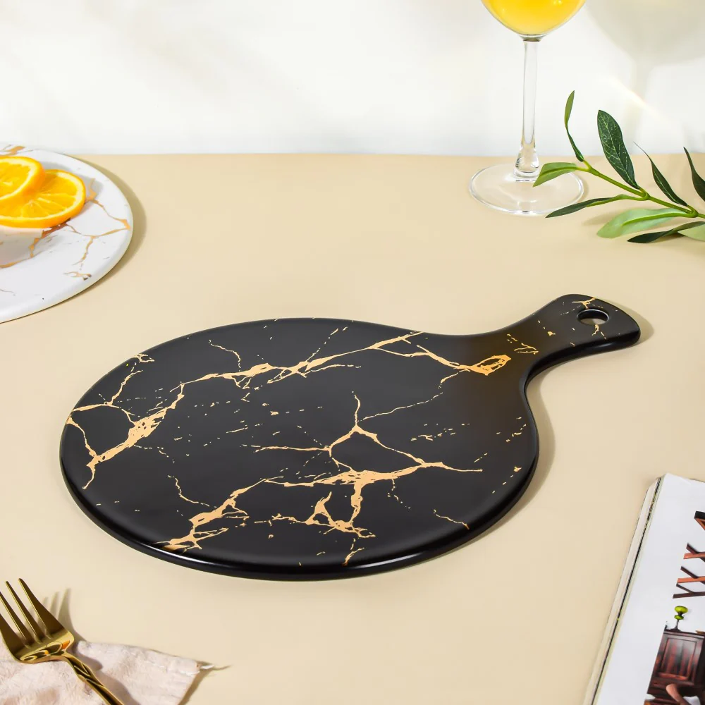 Marble Round Serving Platter Black - Image 4