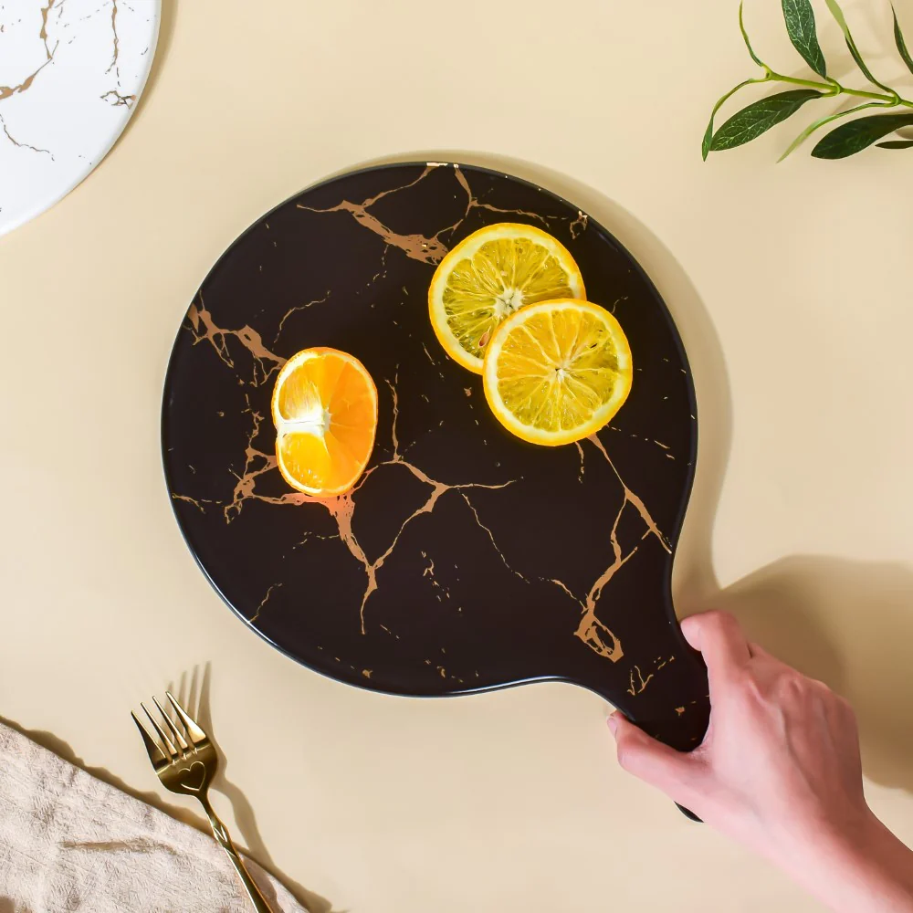 Marble Round Serving Platter Black - Image 5