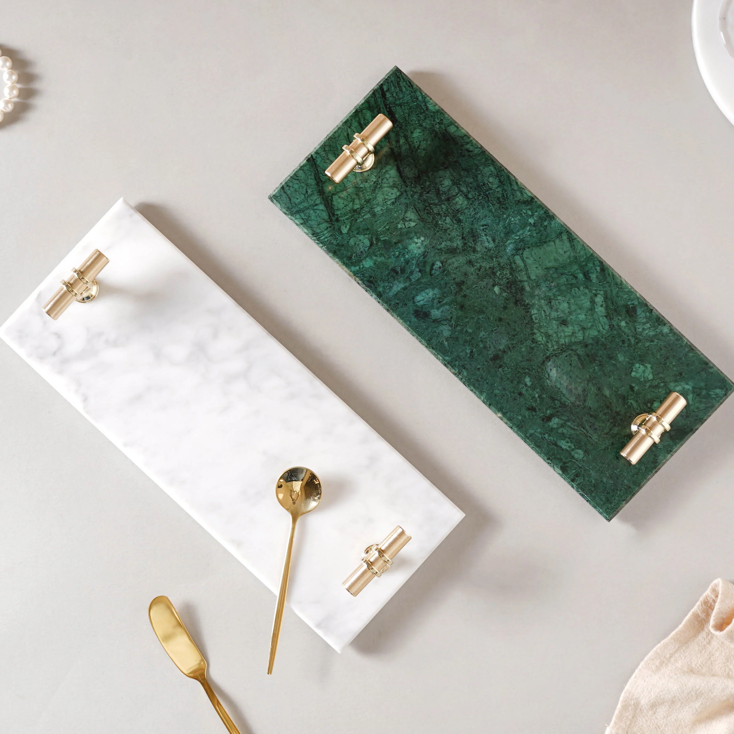 Marble Tray With Metal Handle - Image 7