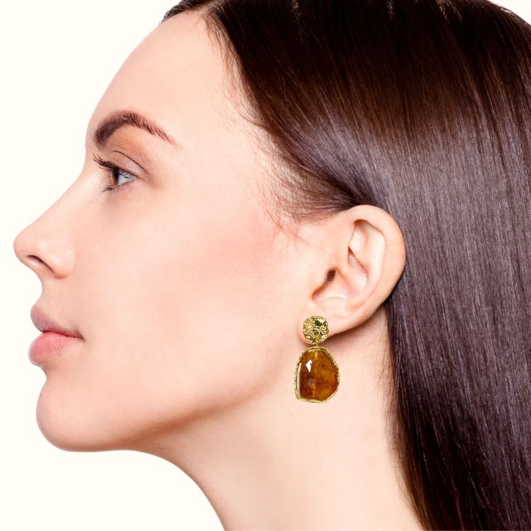 Marble Veil Dangle Earrings Amber - Image 5