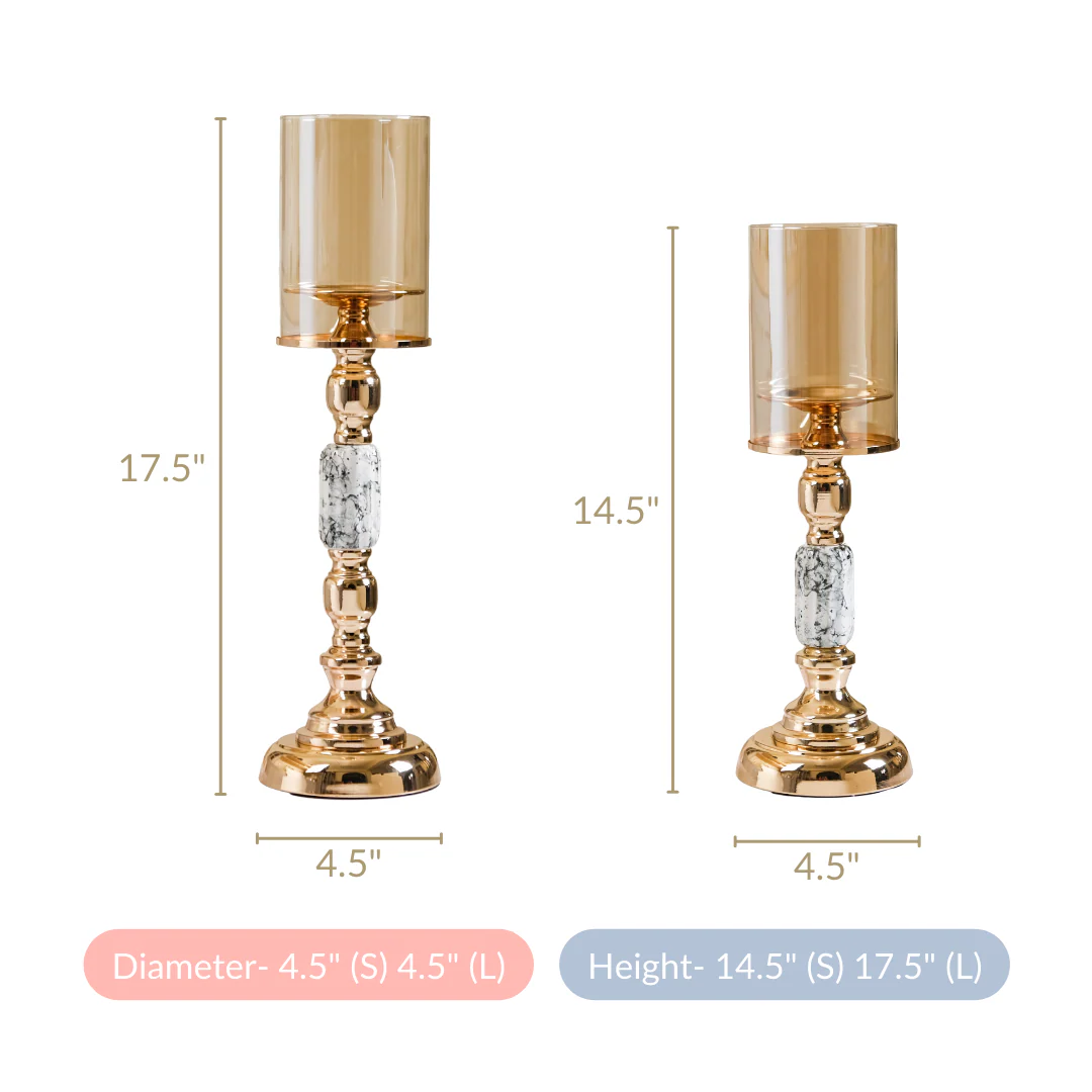 Marble Vintage Candle Holders Set Of 2 - Image 7