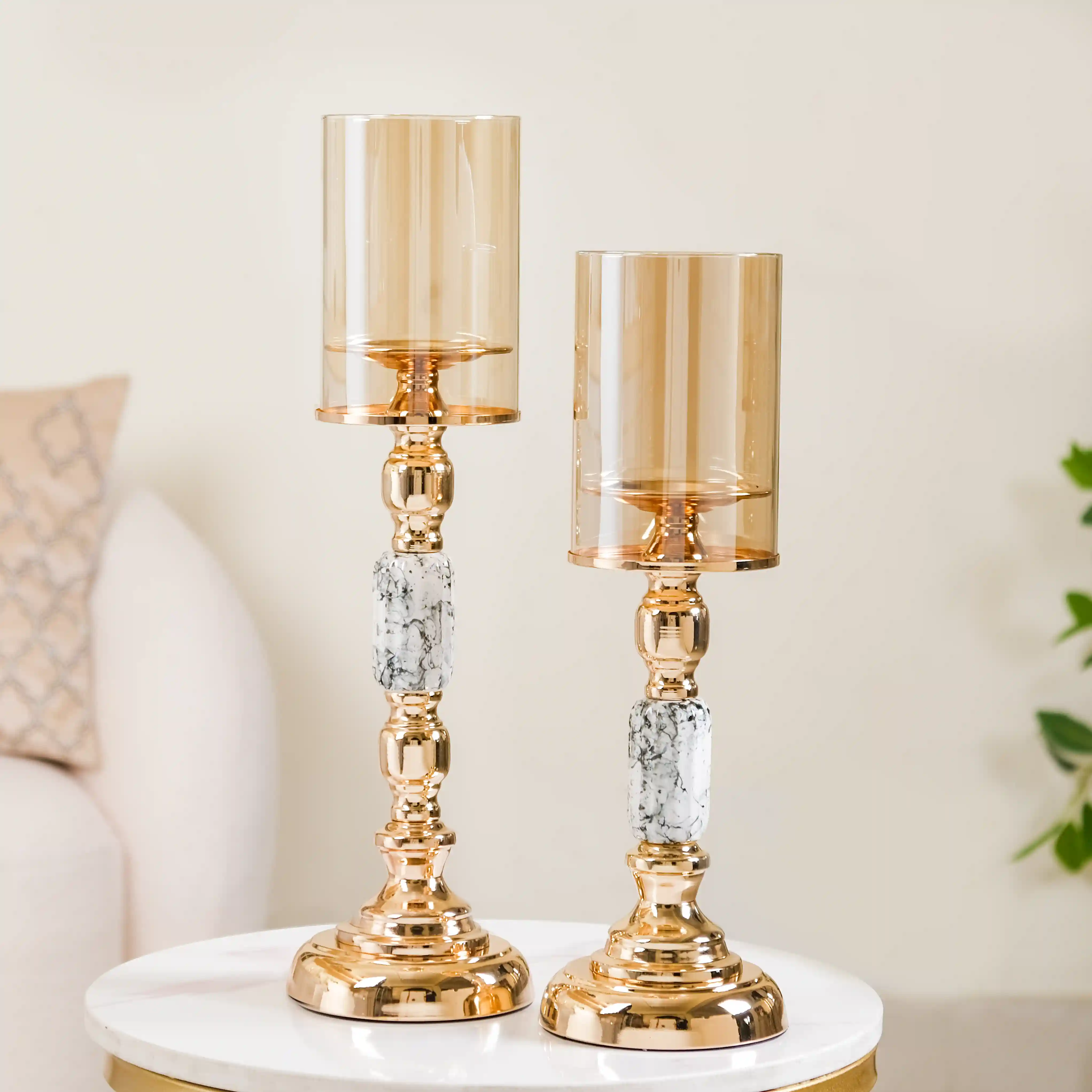 Marble Vintage Candle Holders Set Of 2 - Image 8
