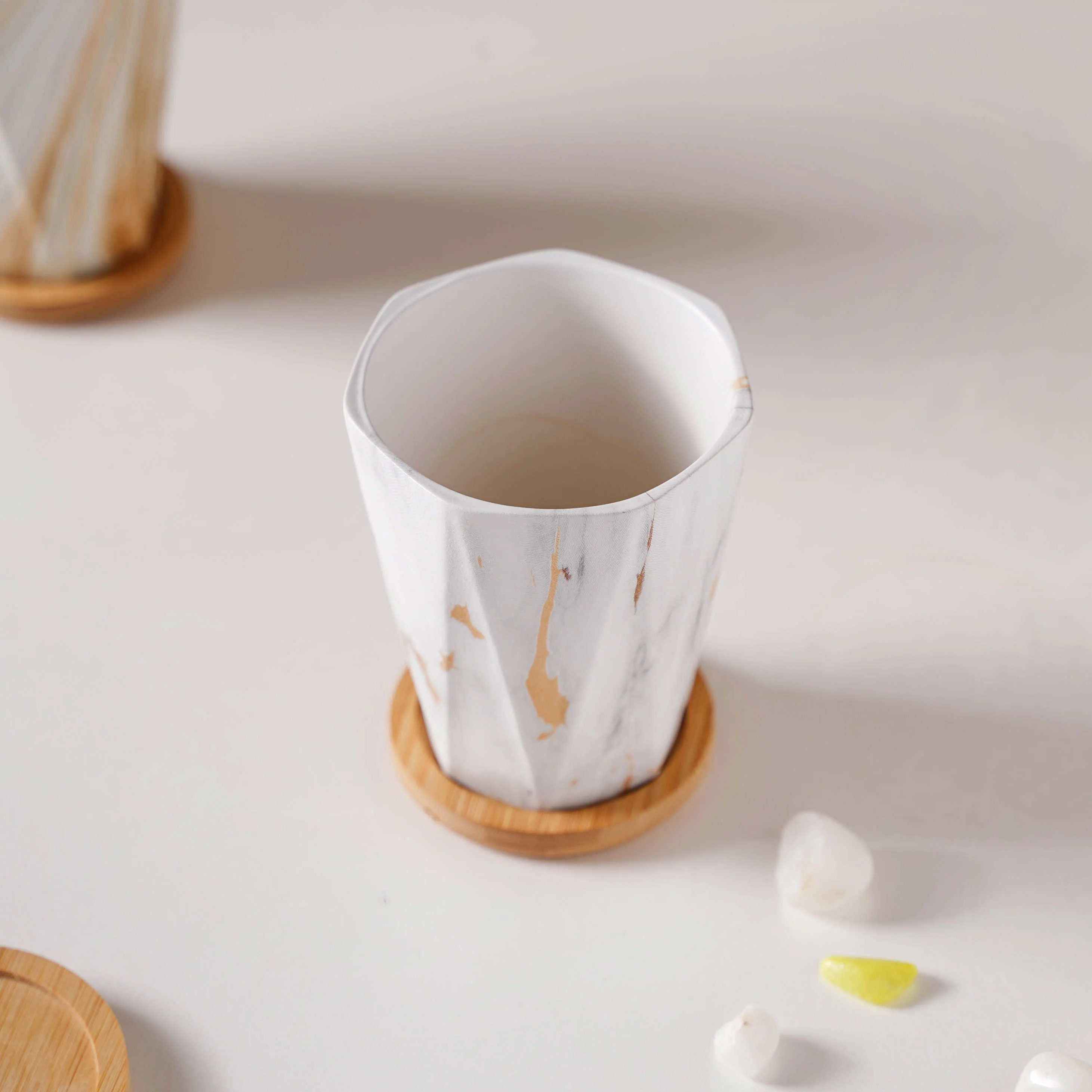 Marble Wonder Flower Planter With Coaster Set Of 6 - Image 11