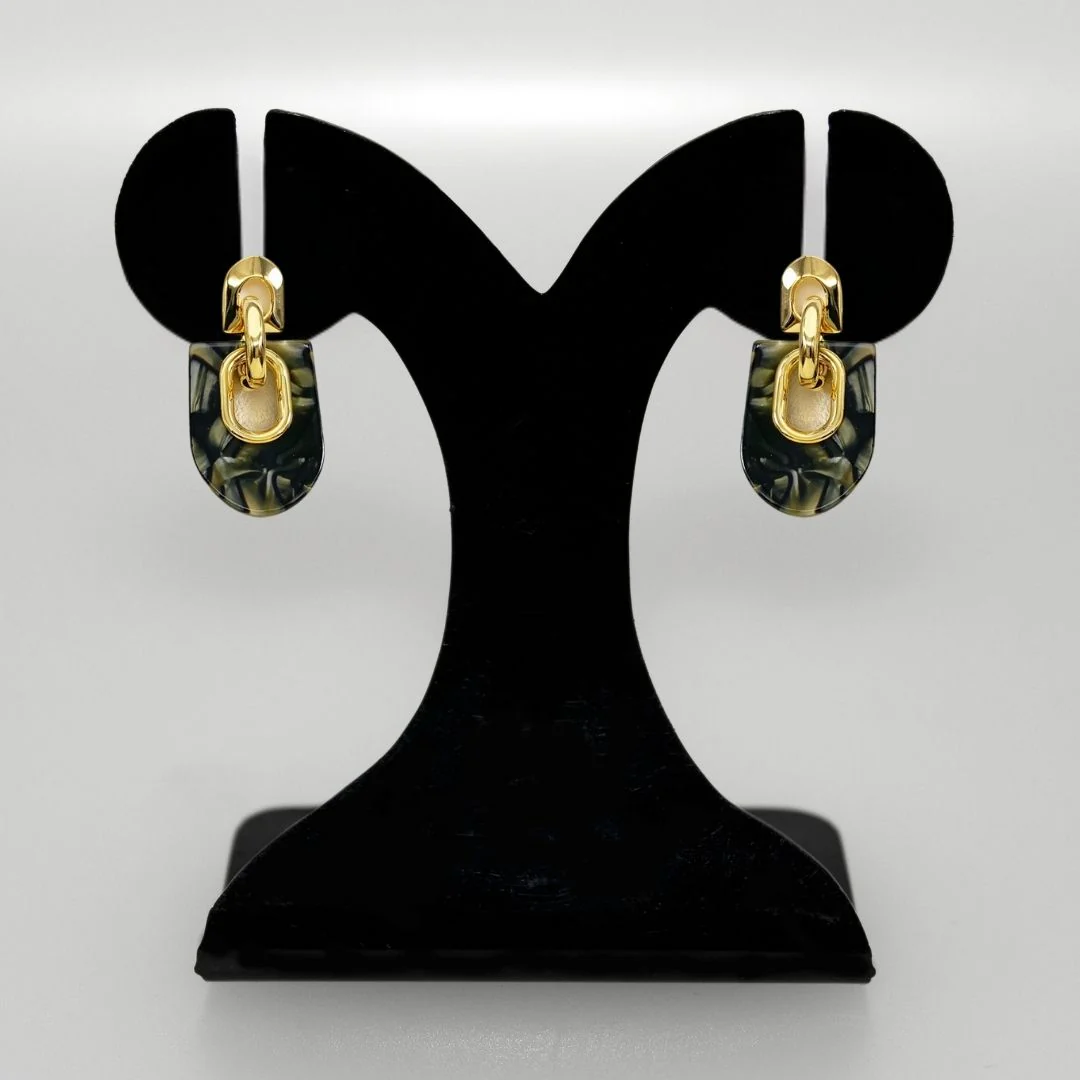 Marbled Arches Earrings Black Green - Image 6