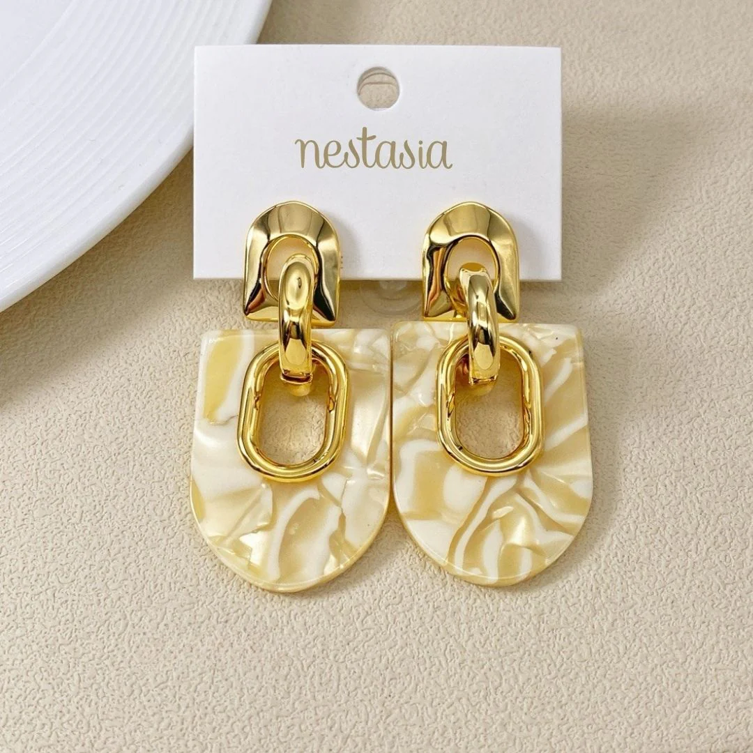 Marbled Arches Earrings White