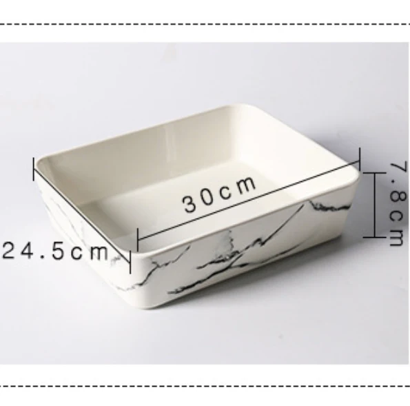 CHICERAMIC marble rectangle dish with bamboo board - Image 6