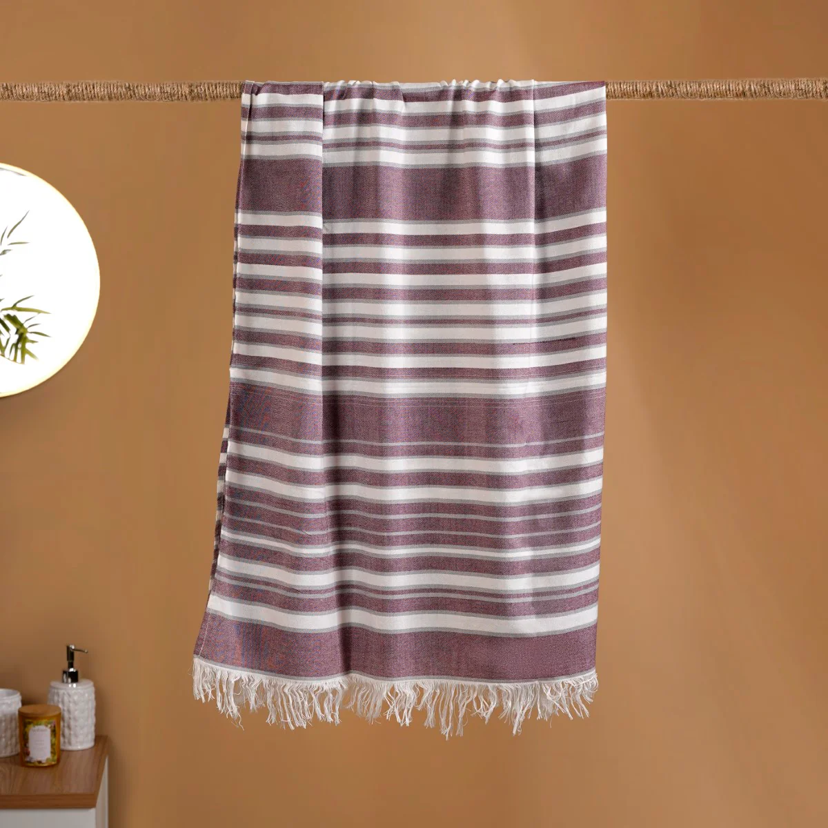 Maroon Blush Ultra Soft Bamboo Cotton Towels Set Of 2 - Image 2