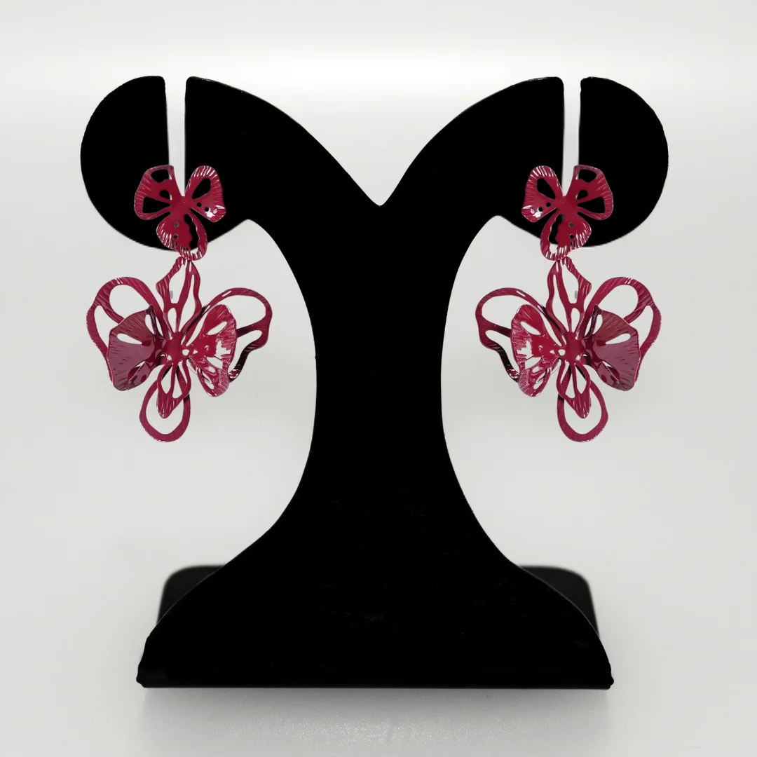 Maroon Floral Abstract Danglers - Image 6